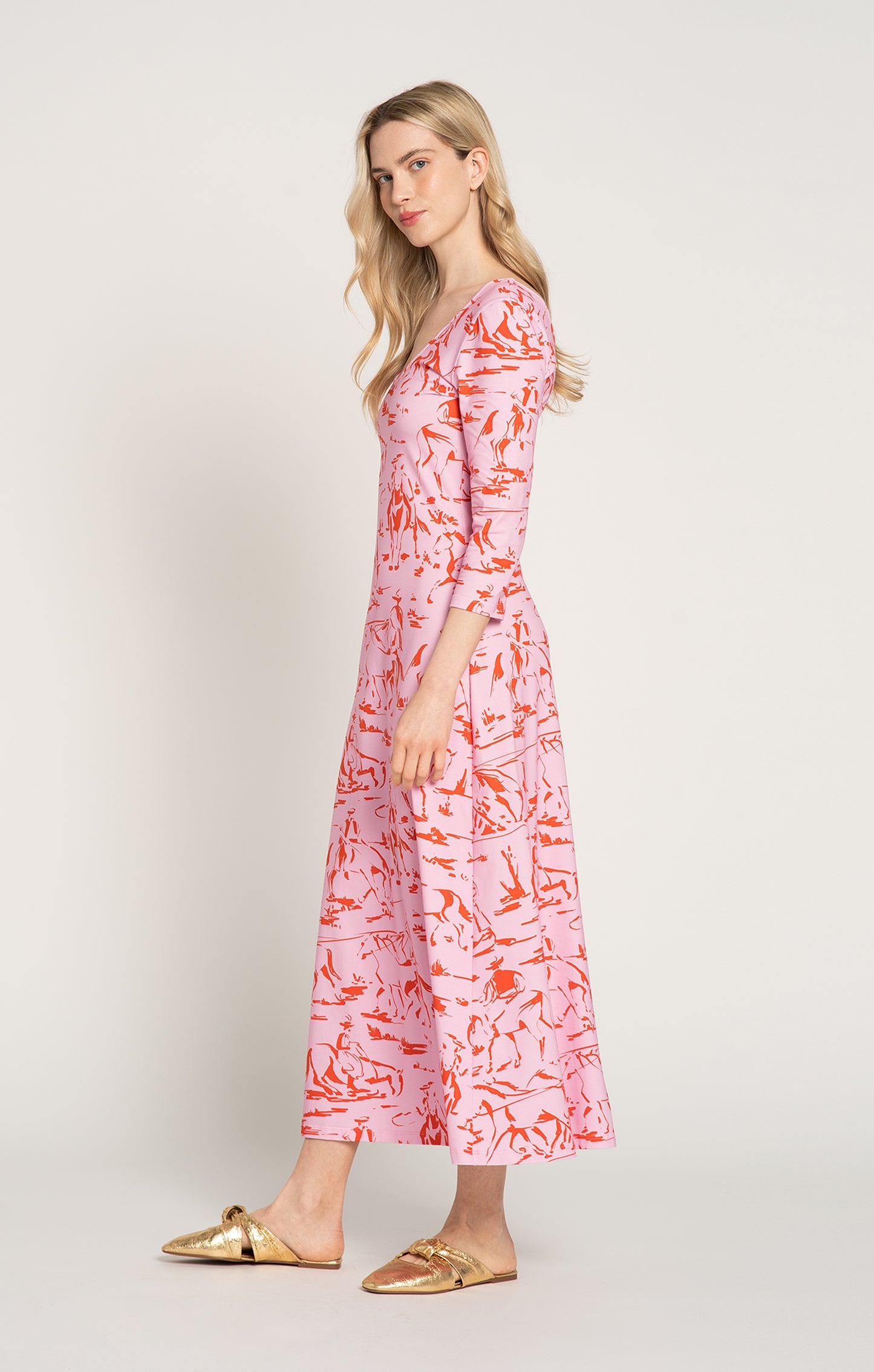 HORTOBAGY flared jersey dress 'Horsemen Pink'