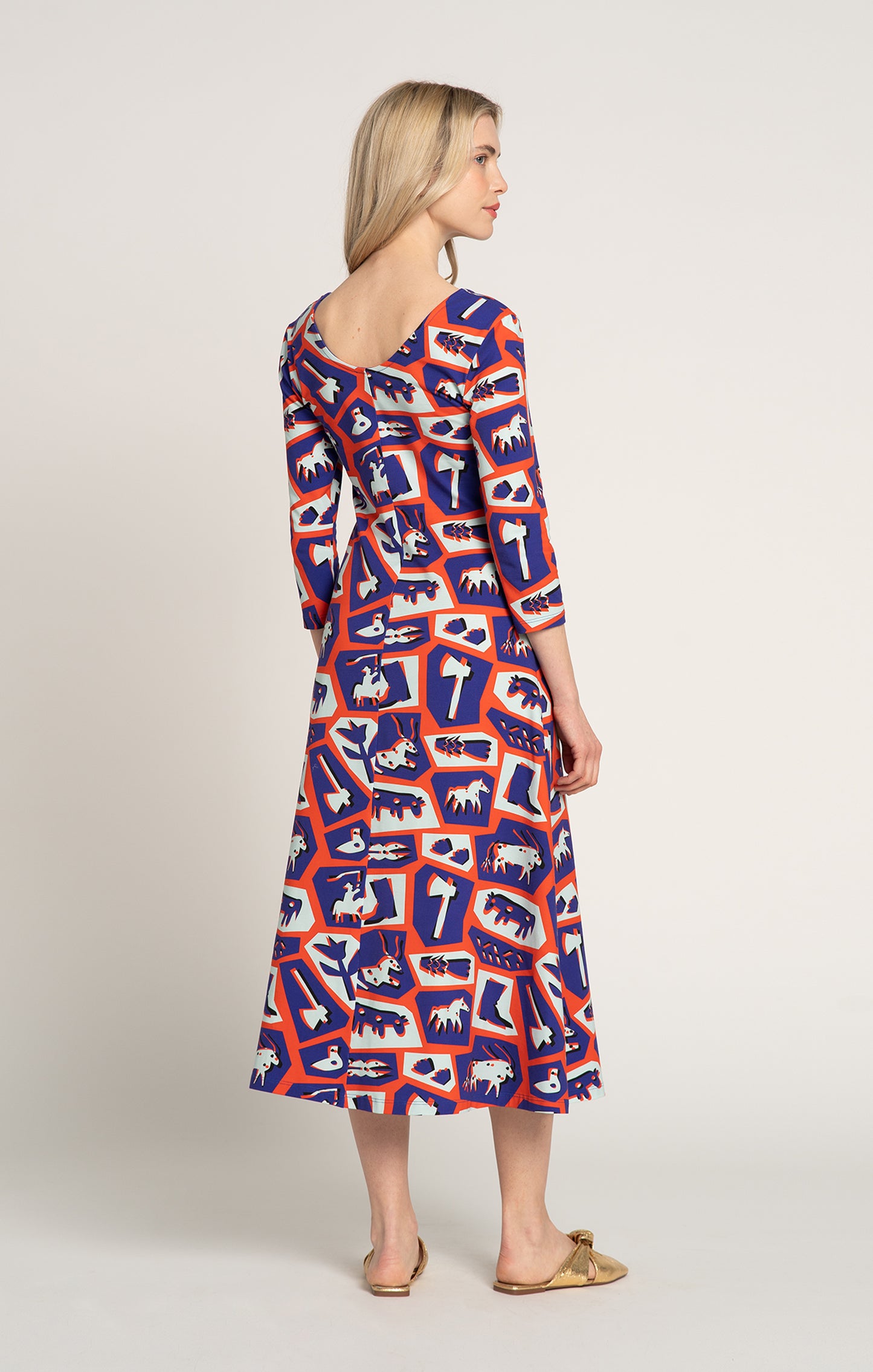 HORTOBAGY flared jersey dress 'Totem Red'