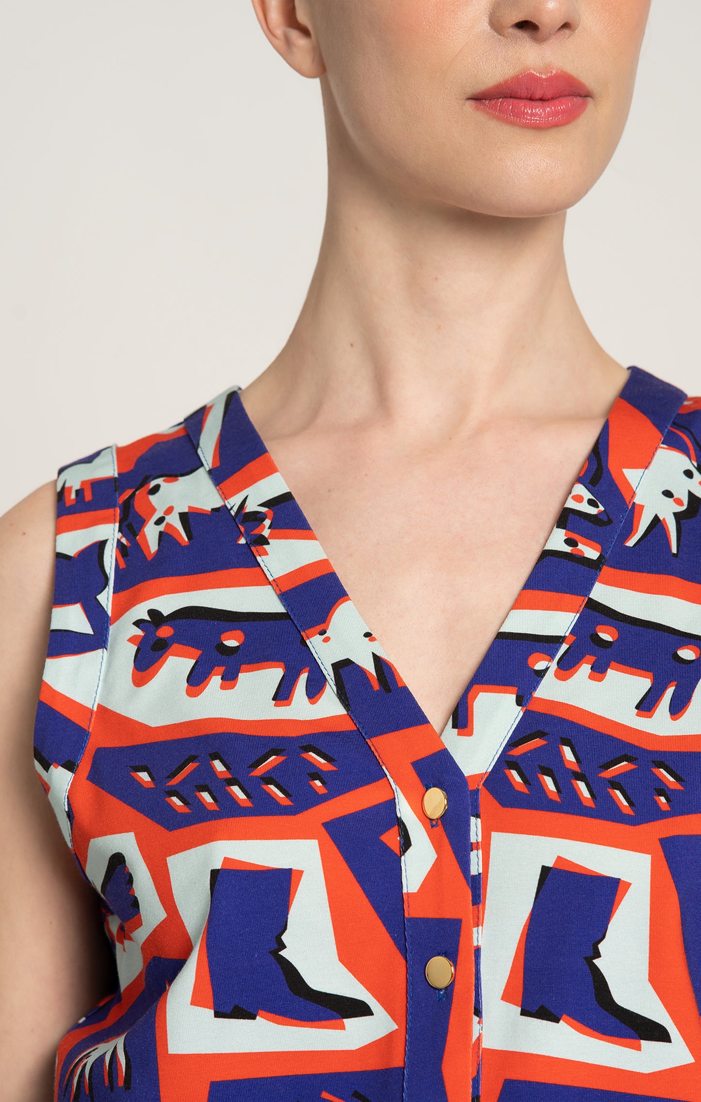 LOVAS sleeveless jersey cardigan 'Totem Red'