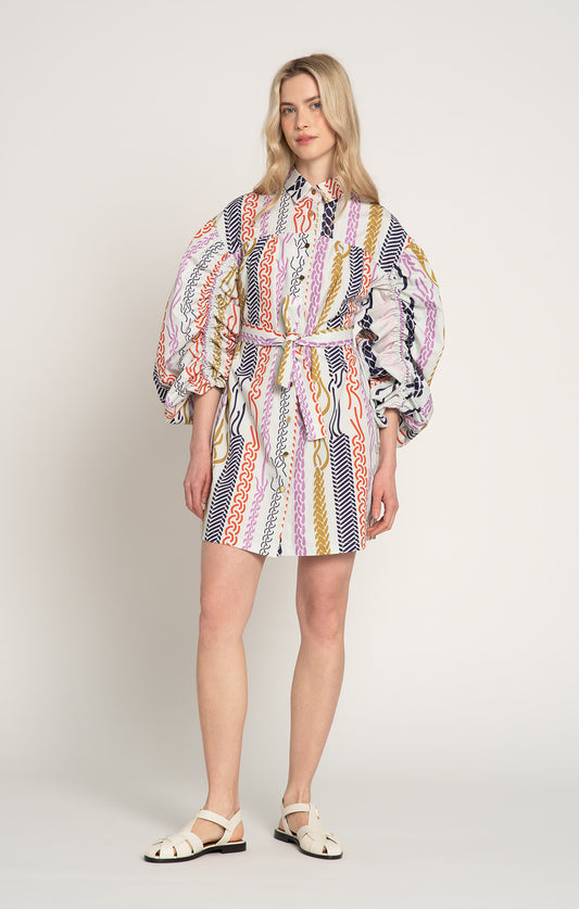 NYEREG voluminous sleeve shirt dress 'Braid Mint'
