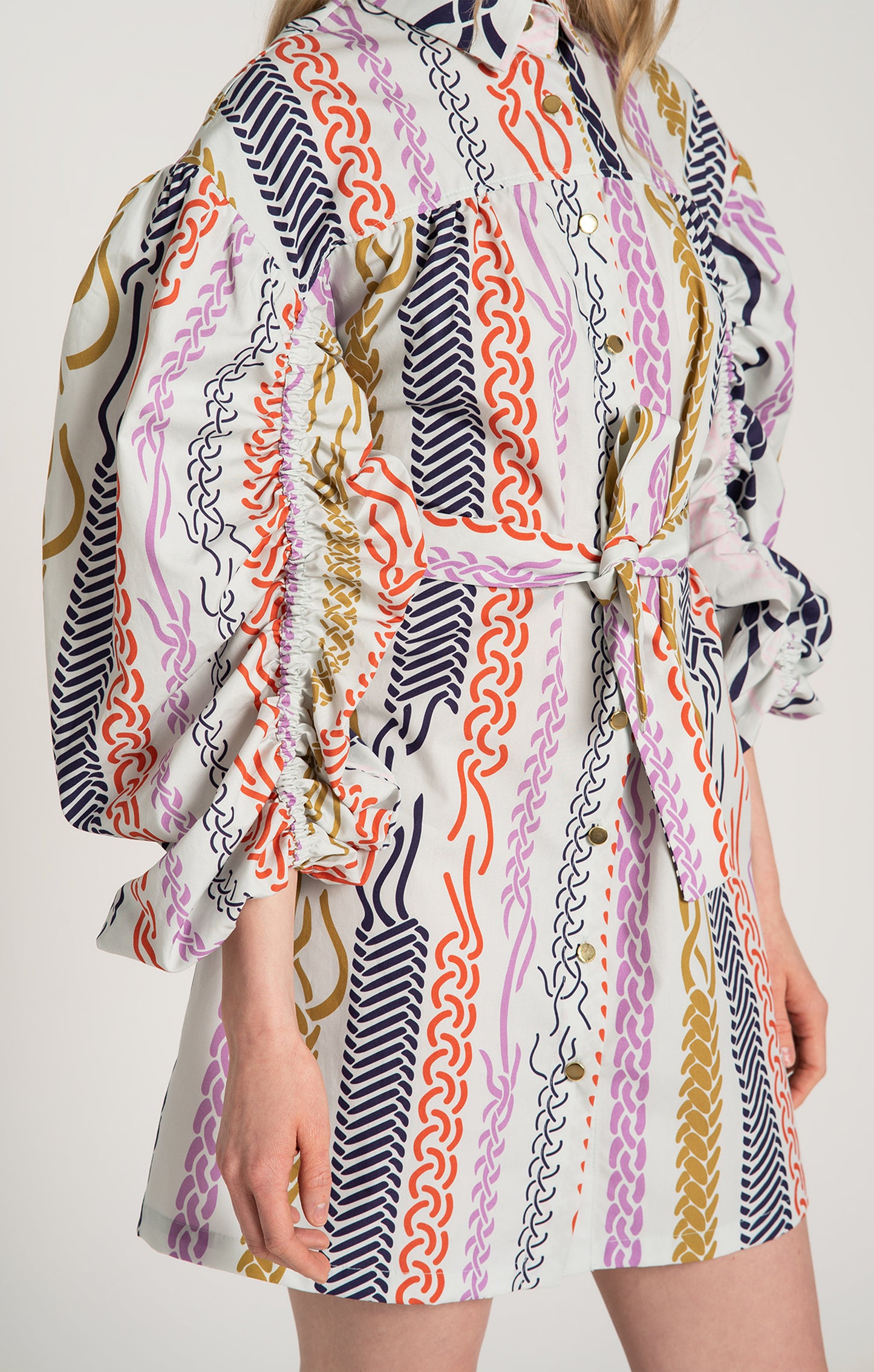 NYEREG voluminous sleeve shirt dress 'Braid Mint'