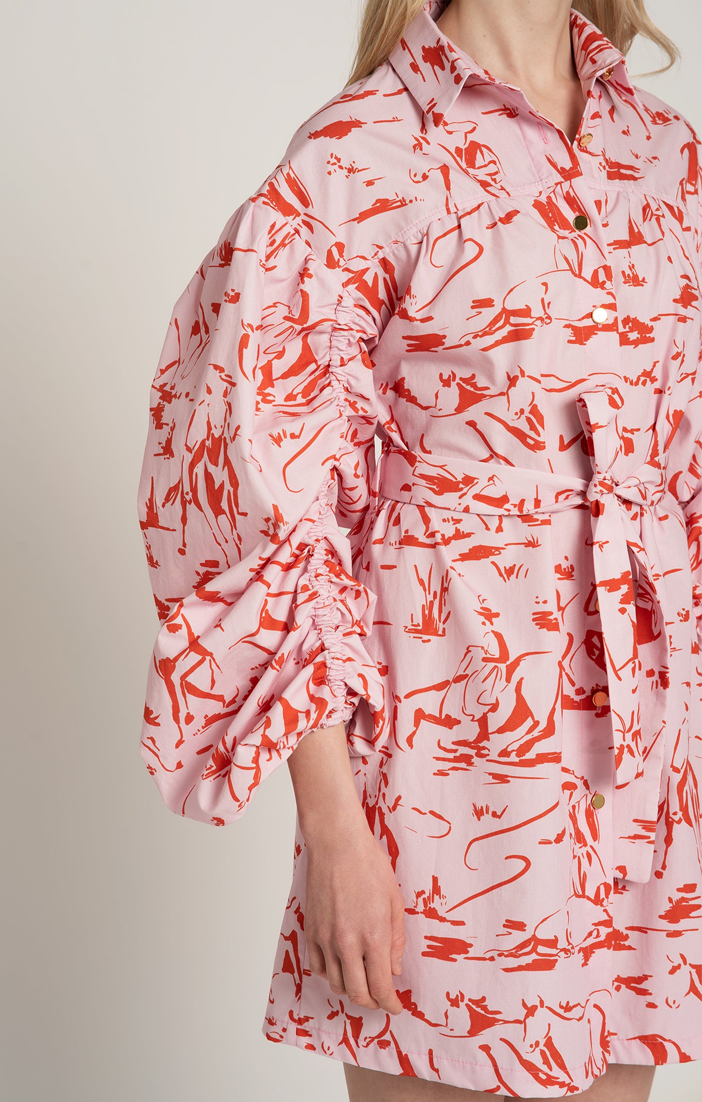 NYEREG voluminous sleeve shirt dress 'Horsemen Pink'