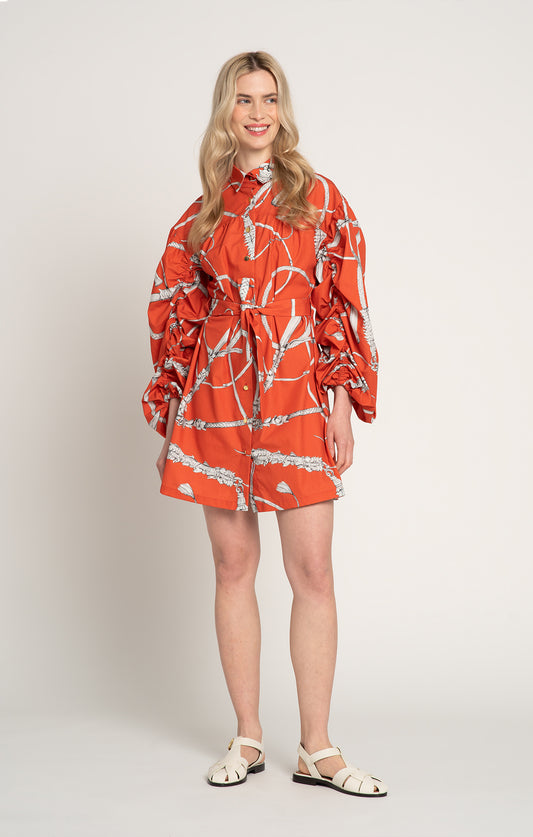 NYEREG voluminous sleeve shirt dress 'Whip Red'