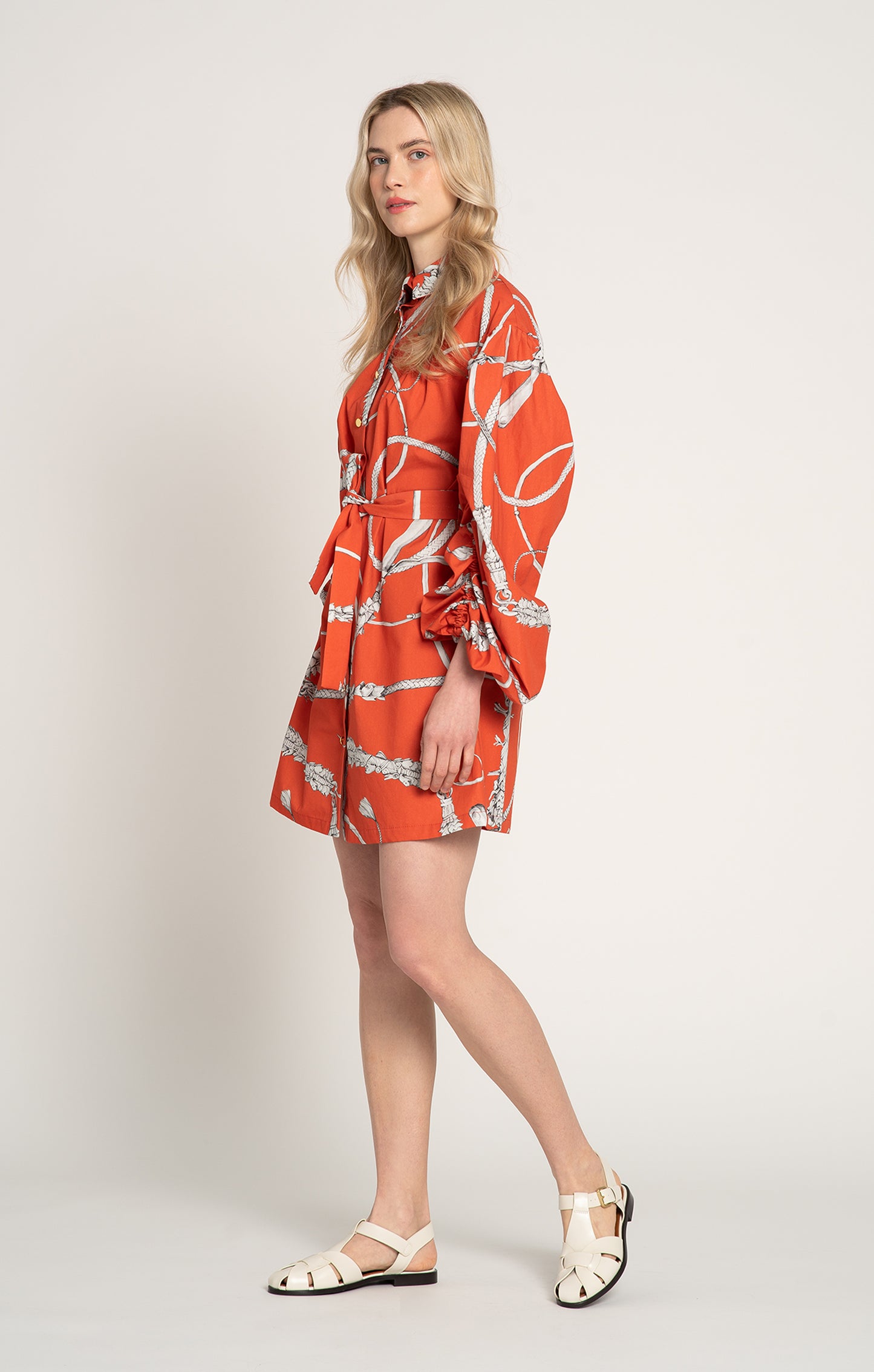NYEREG voluminous sleeve shirt dress 'Whip Red'