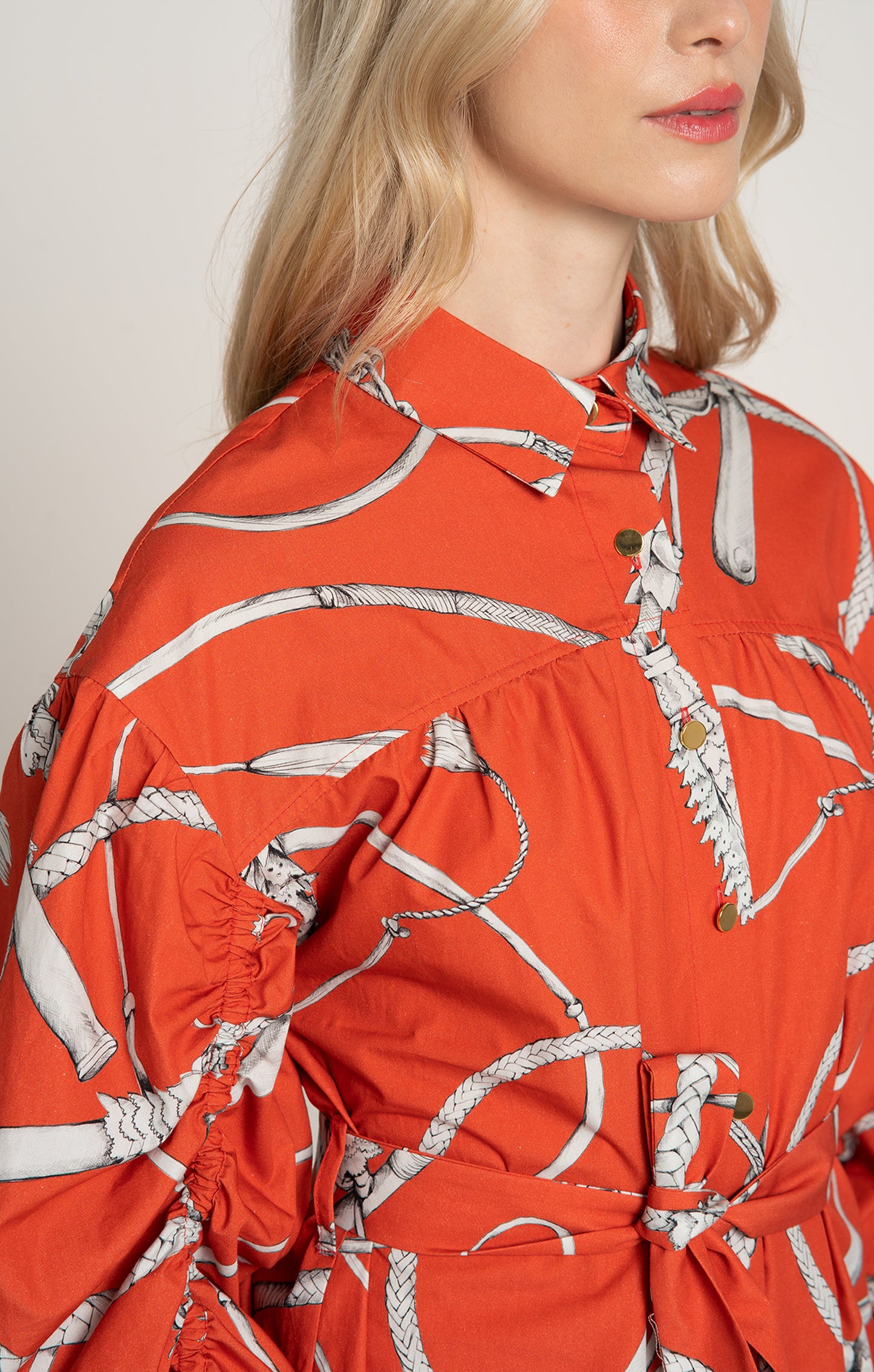 NYEREG voluminous sleeve shirt dress 'Whip Red'