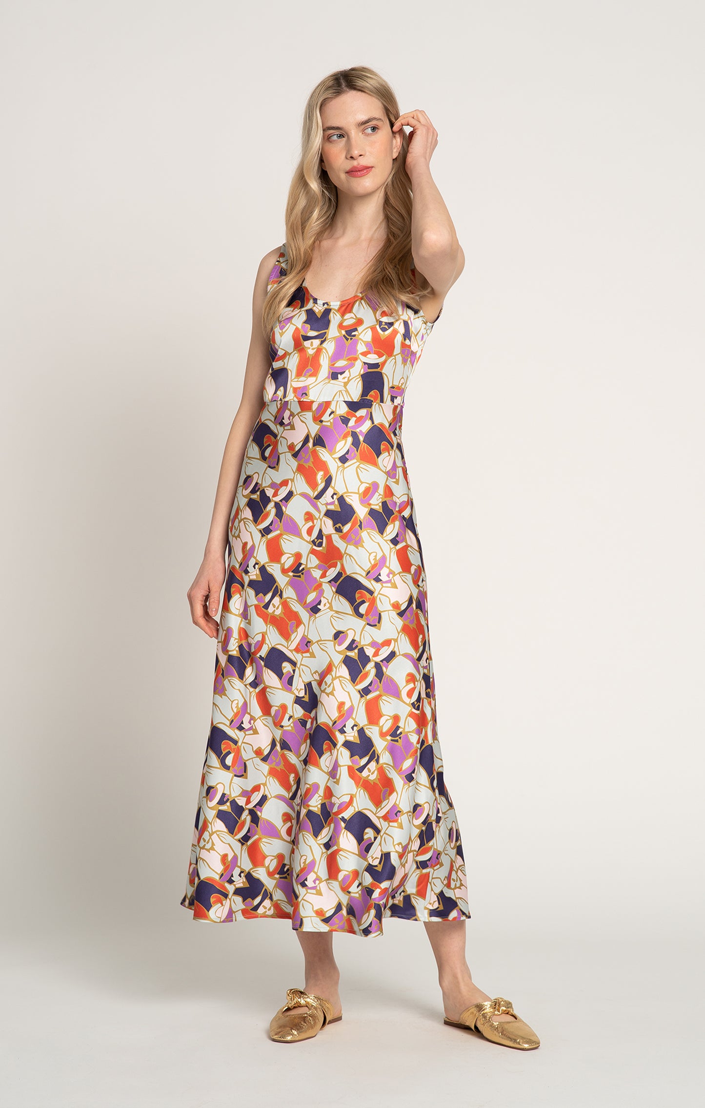 PANYVA sleeveless midi dress in Hatmen Mint print, from Spring/Summer 2025 collection