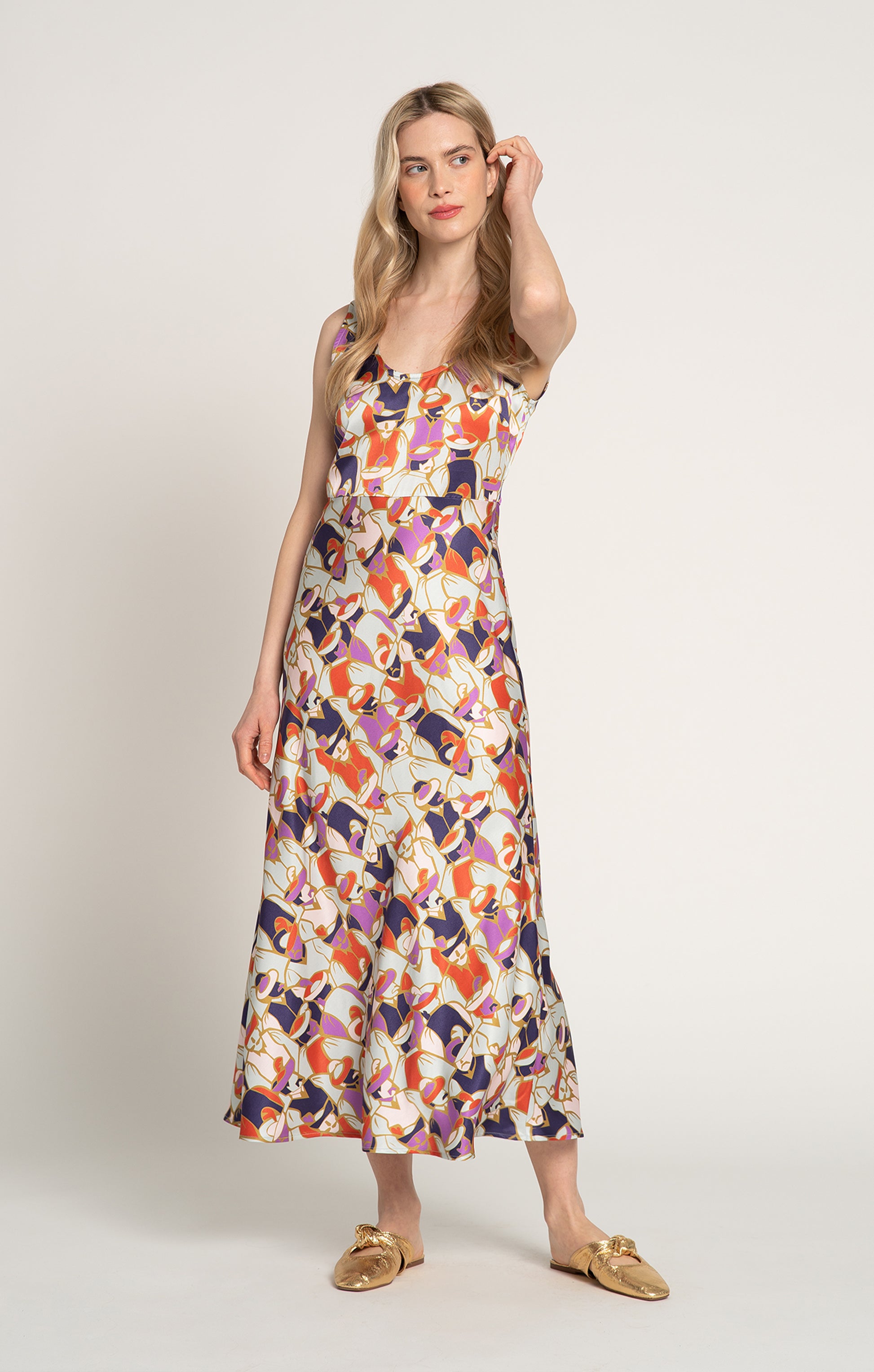 PANYVA sleeveless midi dress in Hatmen Mint print, from Spring/Summer 2025 collection