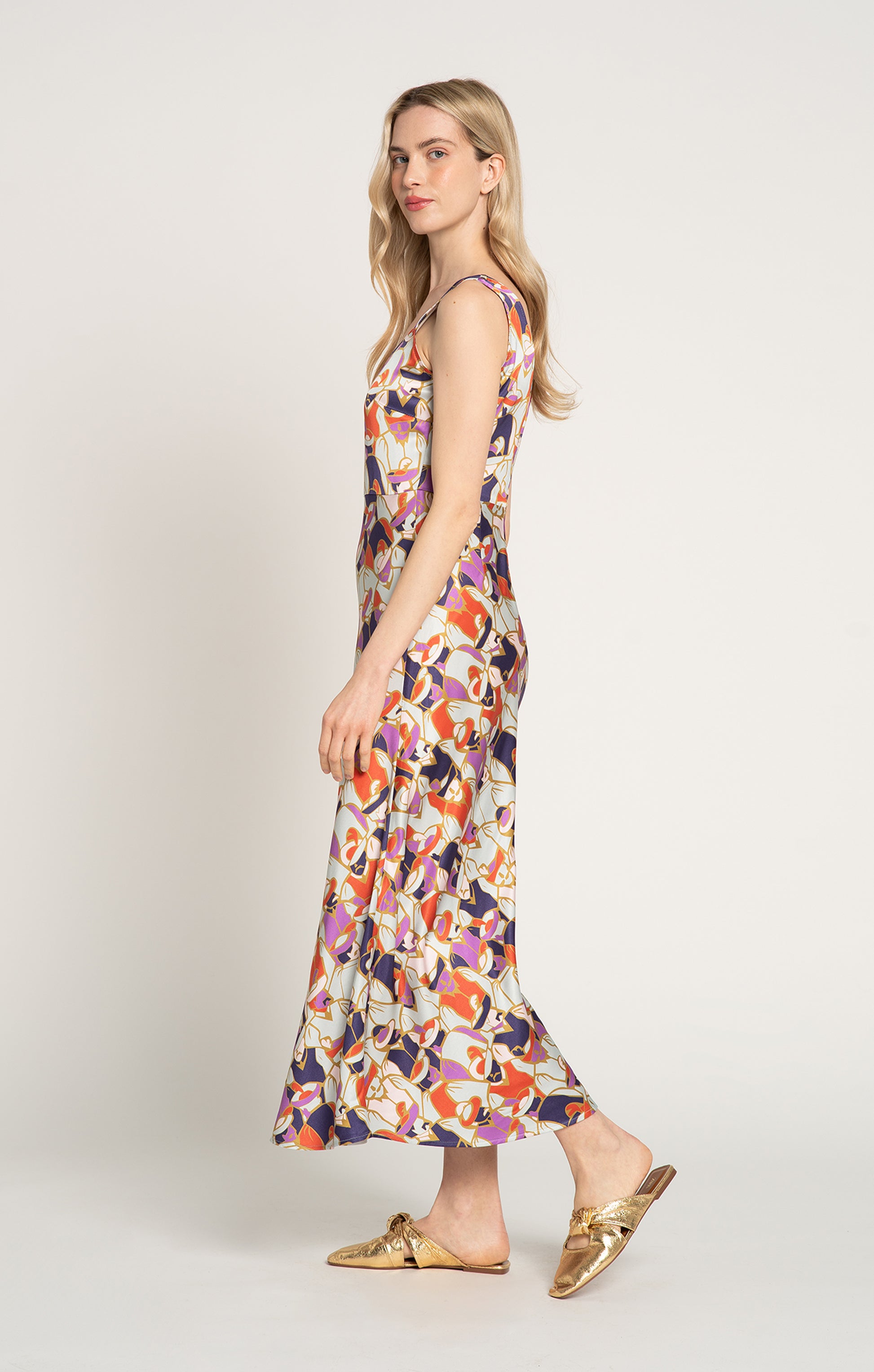 PANYVA sleeveless midi dress in Hatmen Mint print, from Spring/Summer 2025 collection