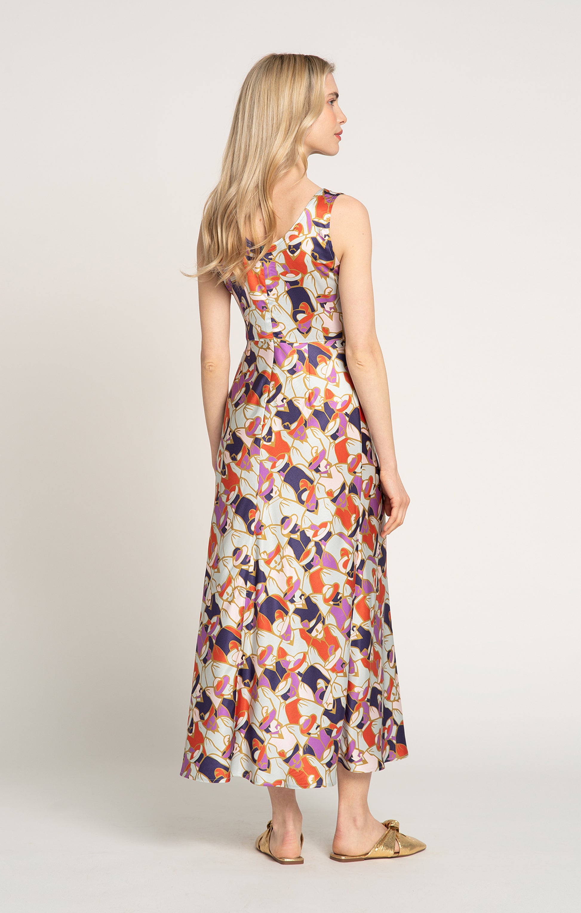 PANYVA sleeveless midi dress in Hatmen Mint print, from Spring/Summer 2025 collection
