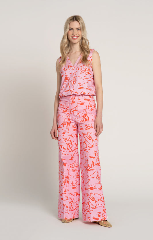 PEJKO flared trousers 'Horsemen Pink'