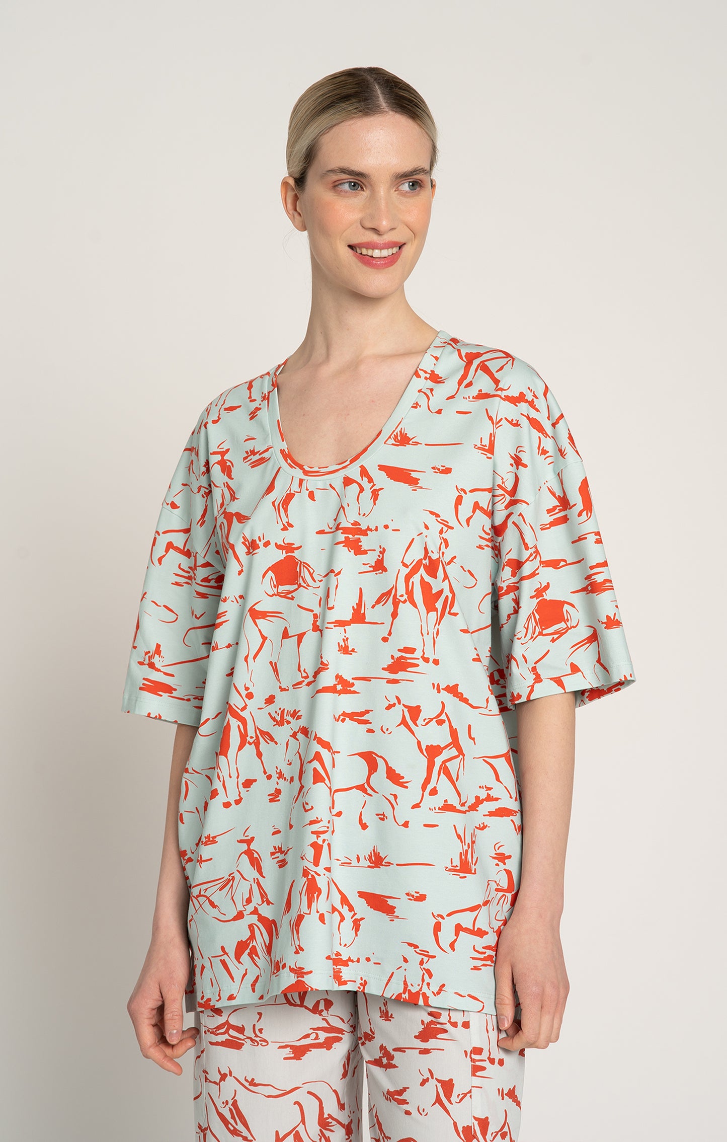 PUSZTA oversized t-shirt in Horsemen Mint print, from Spring/Summer 2025 collection 