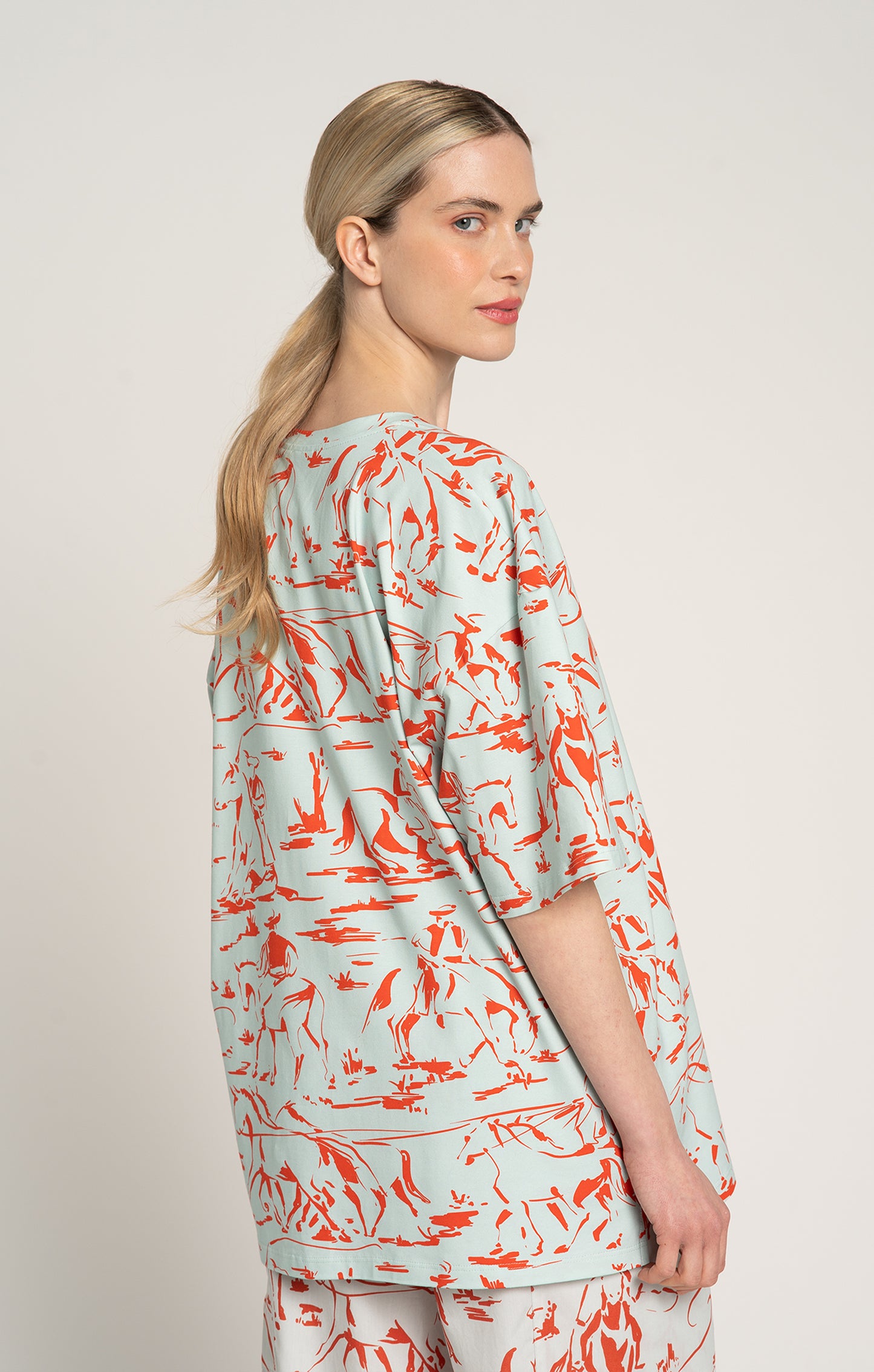 PUSZTA oversized t-shirt in Horsemen Mint print, from Spring/Summer 2025 collection 