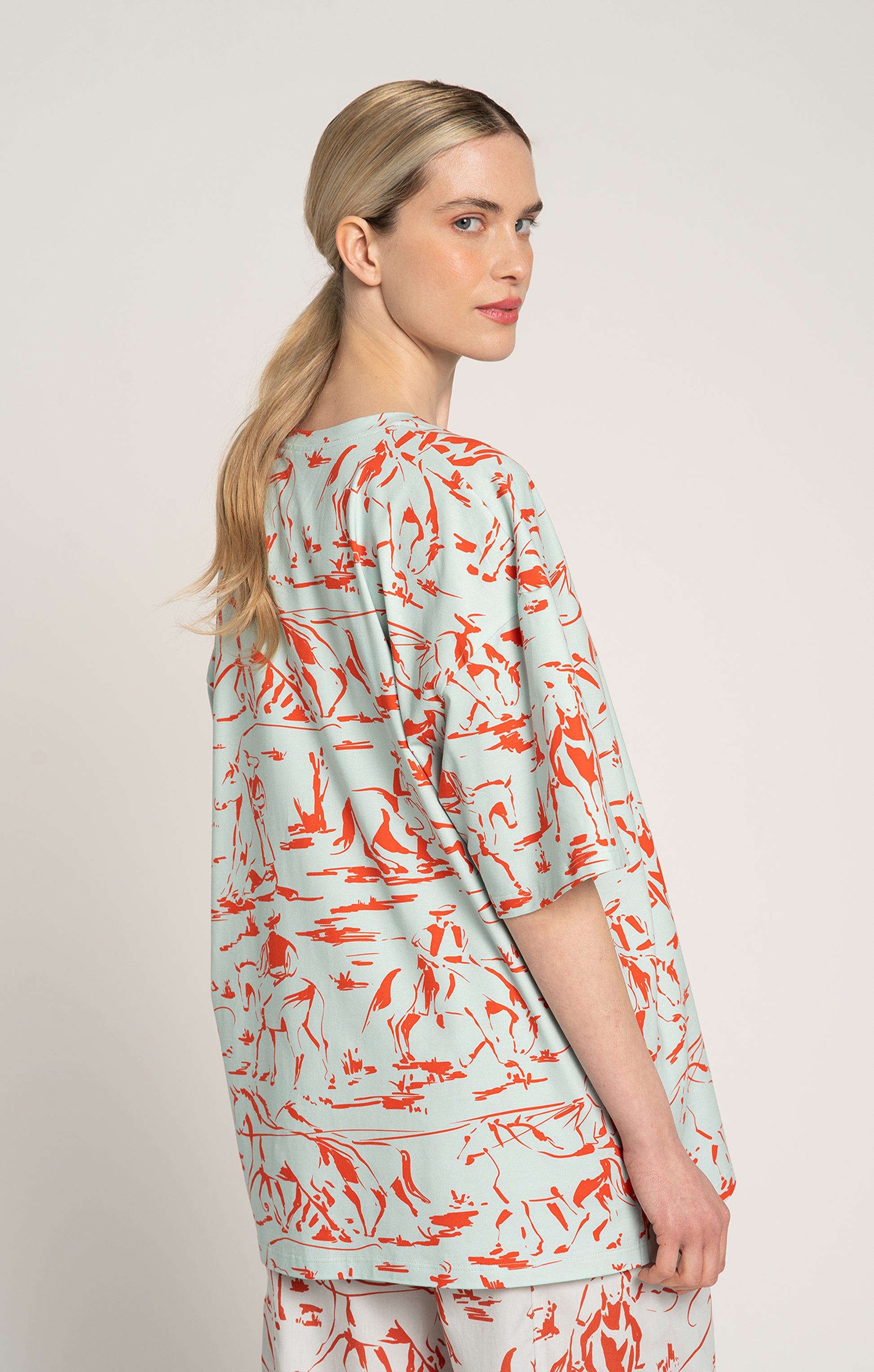 PUSZTA oversized t-shirt in Horsemen Mint print, from Spring/Summer 2025 collection 
