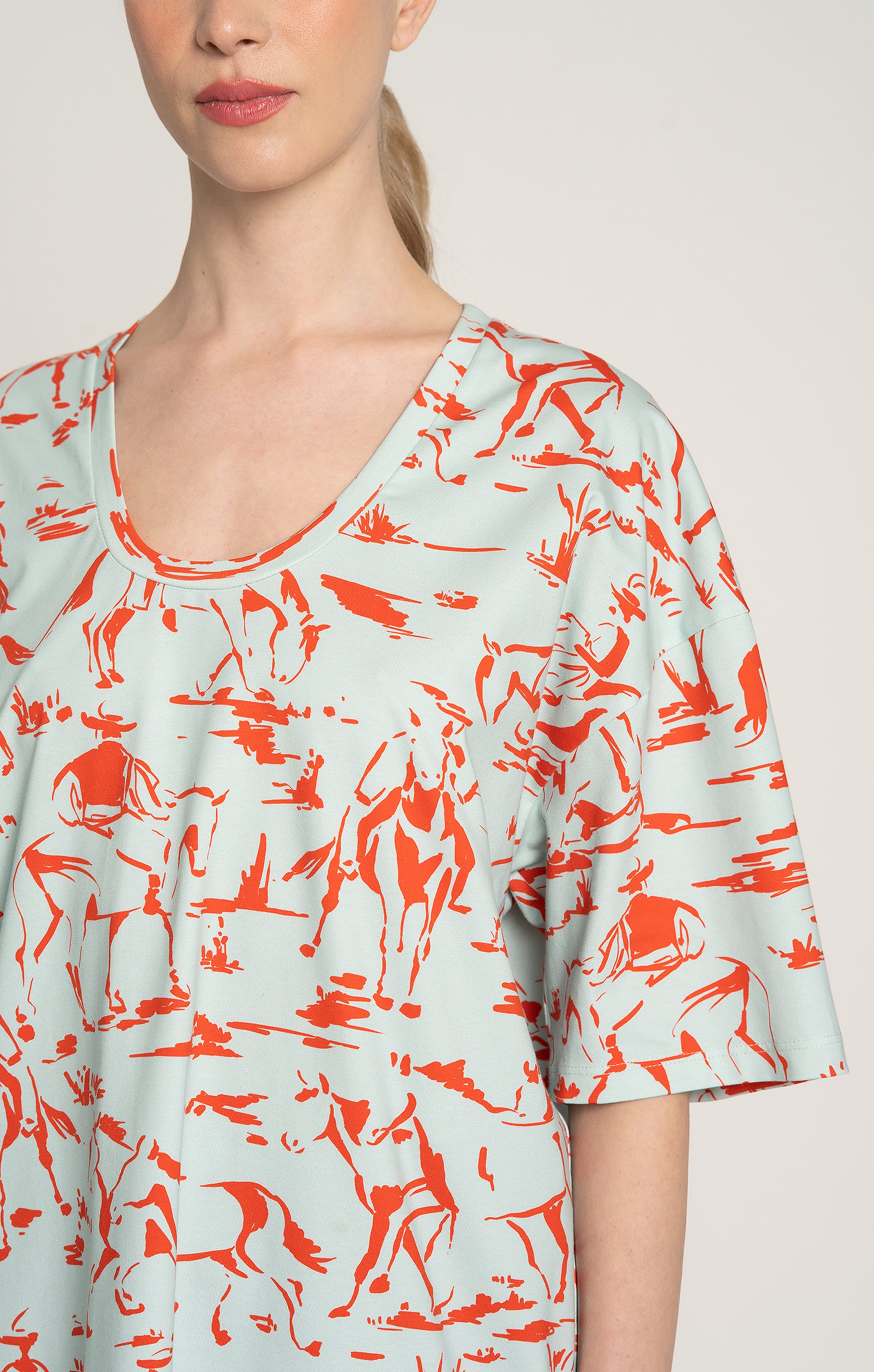 PUSZTA oversized t-shirt in Horsemen Mint print, from Spring/Summer 2025 collection 