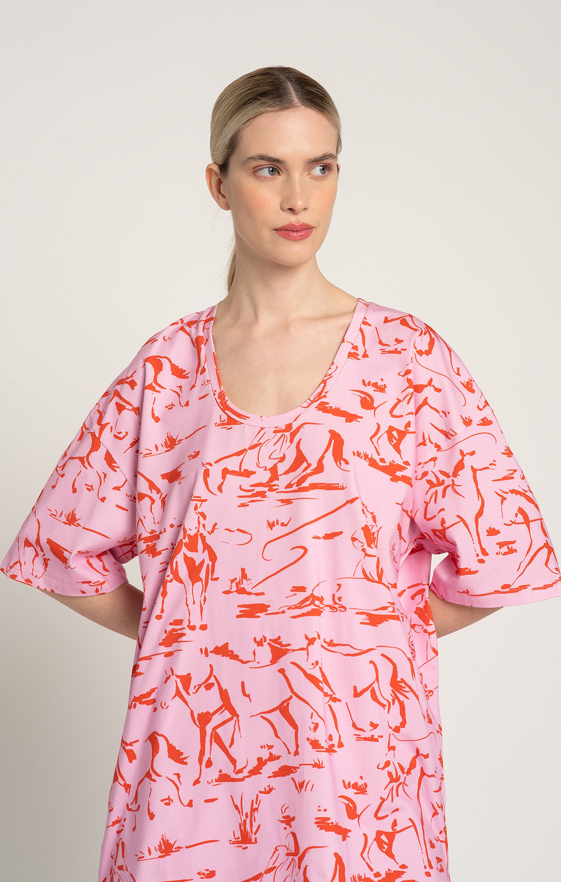 PUSZTA oversized t-shirt in Horsemen Pink print, from Spring/Summer 2025 collection 