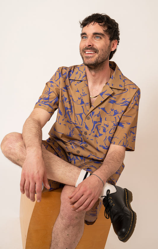 SMIRGLI men's resort shirt 'Horsemen Mustard'