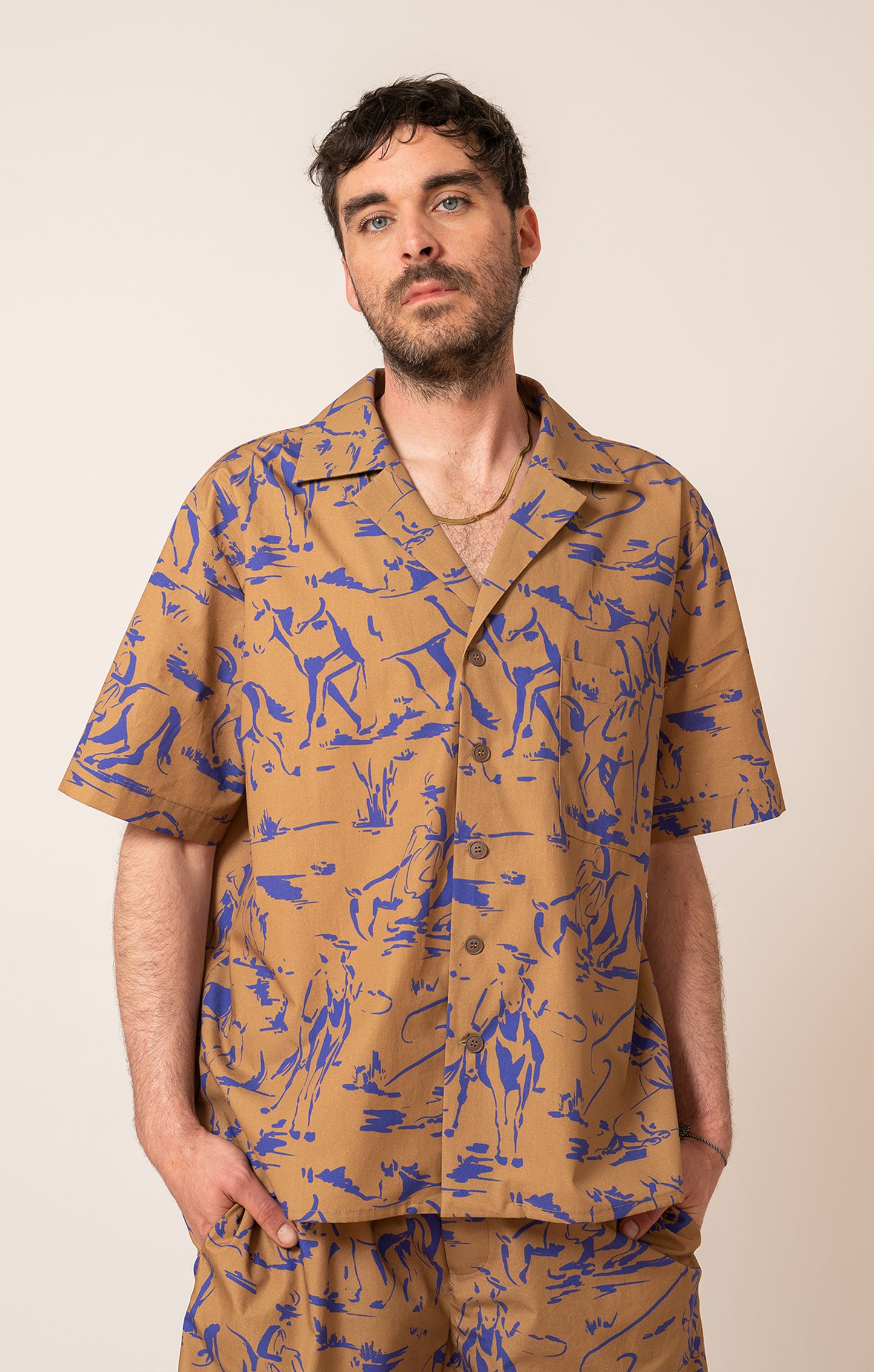 SMIRGLI men's resort shirt 'Horsemen Mustard'