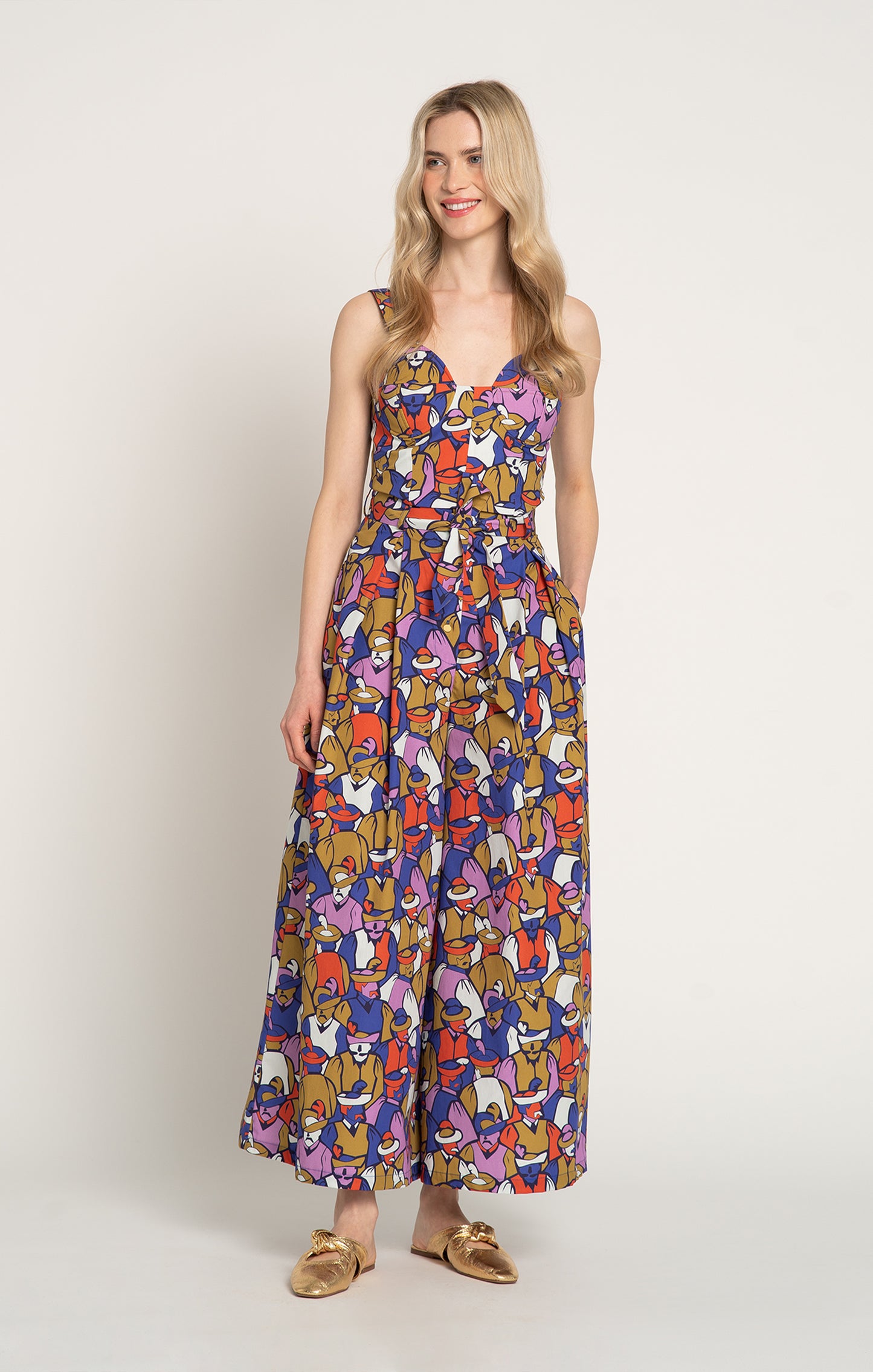 VILAGOS wide leg trousers 'Hatmen Mustard'