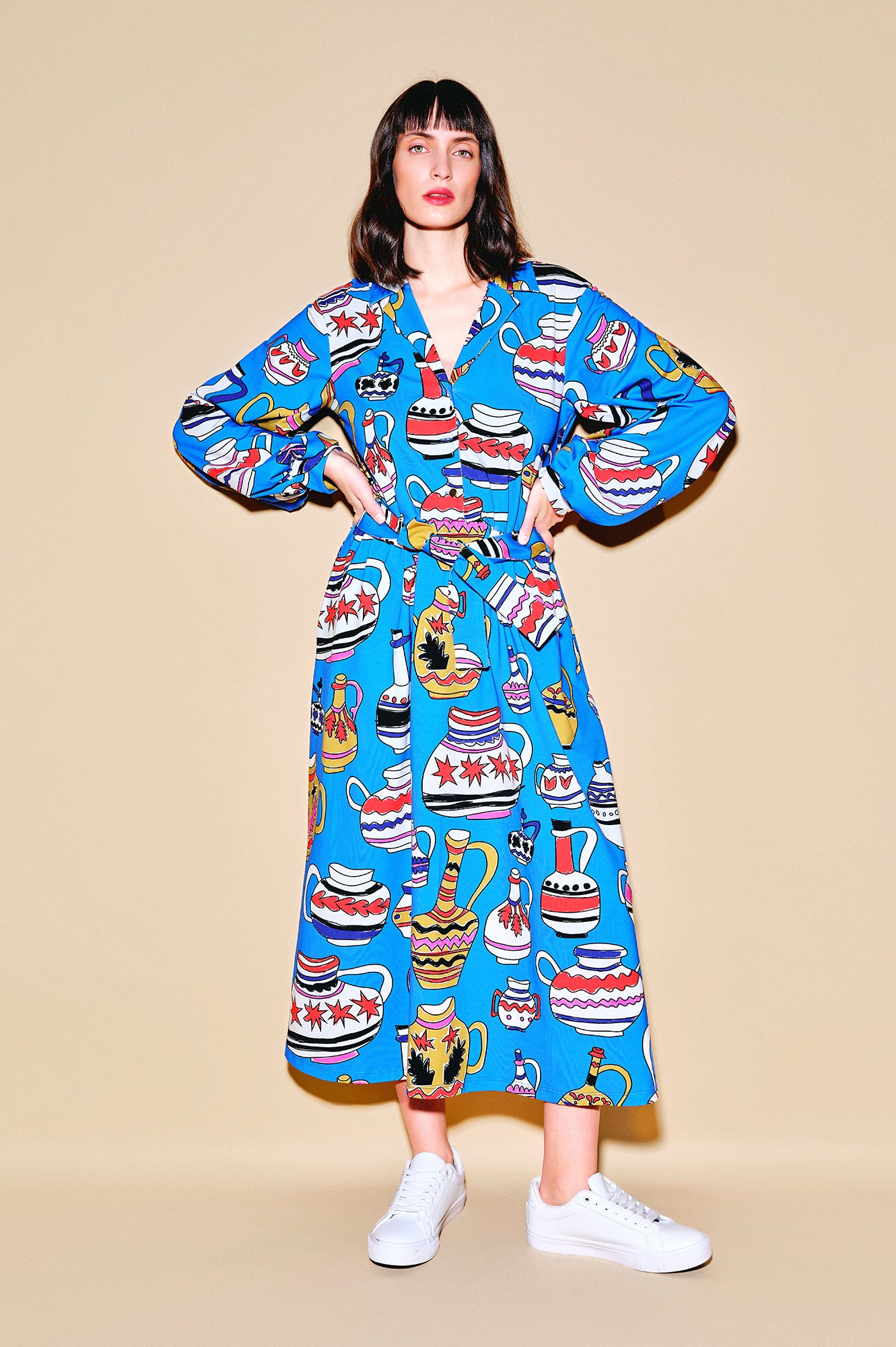 TANYA jersey midi dress 'Doodle Vases'