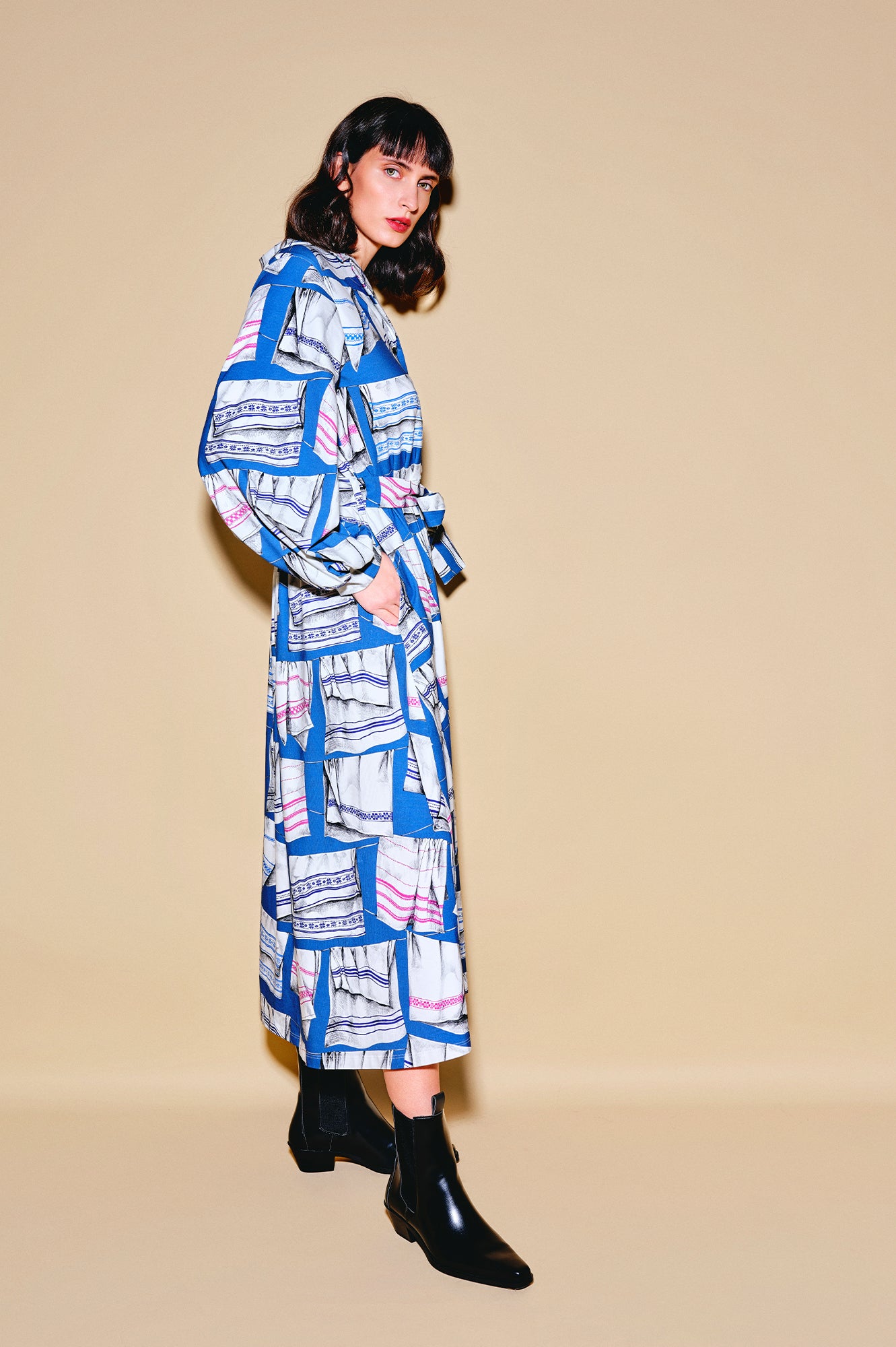 TANYA jersey midi dress 'Kitchen Towel'