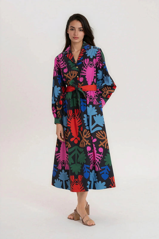 TANYA poplin midi dress 'Lobster'