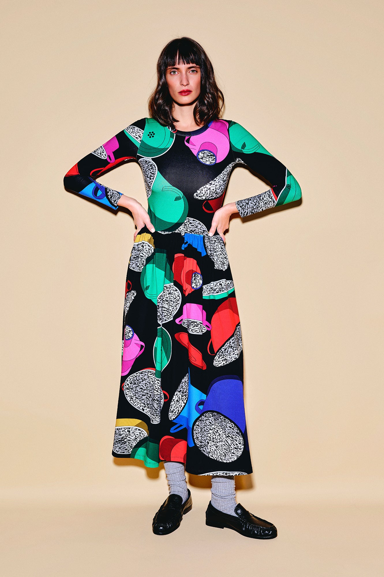 TEPSI drop waist midi dress 'Paprika Pot'