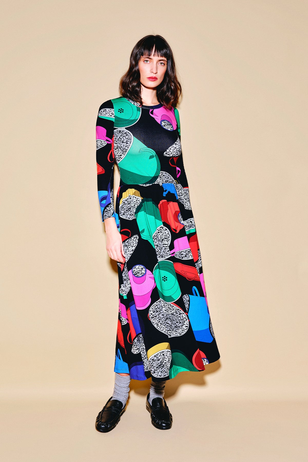 TEPSI drop waist midi dress 'Paprika Pot'
