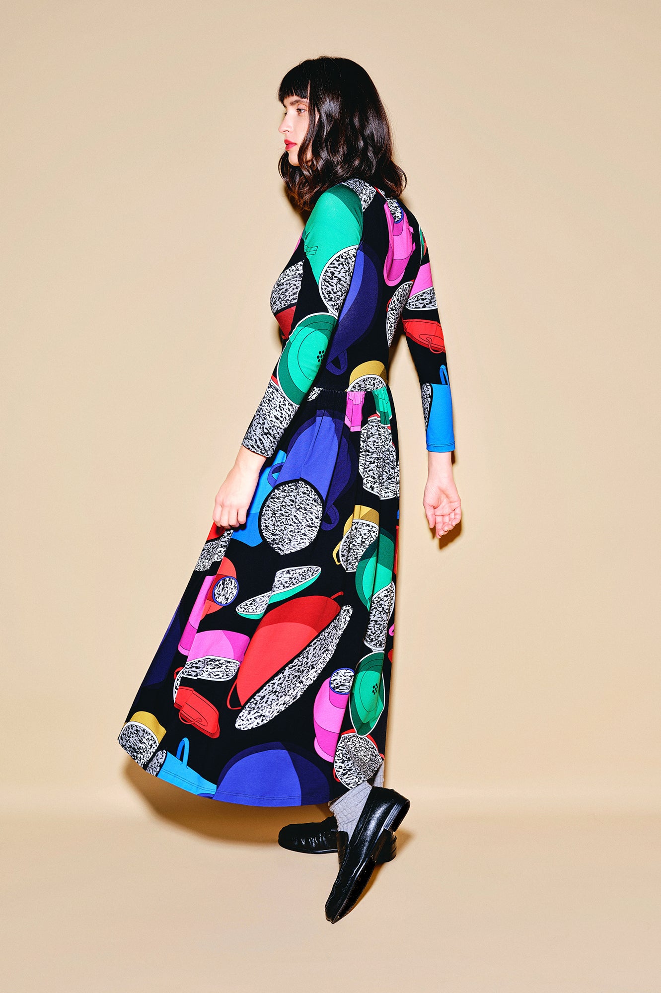 TEPSI drop waist midi dress 'Paprika Pot'