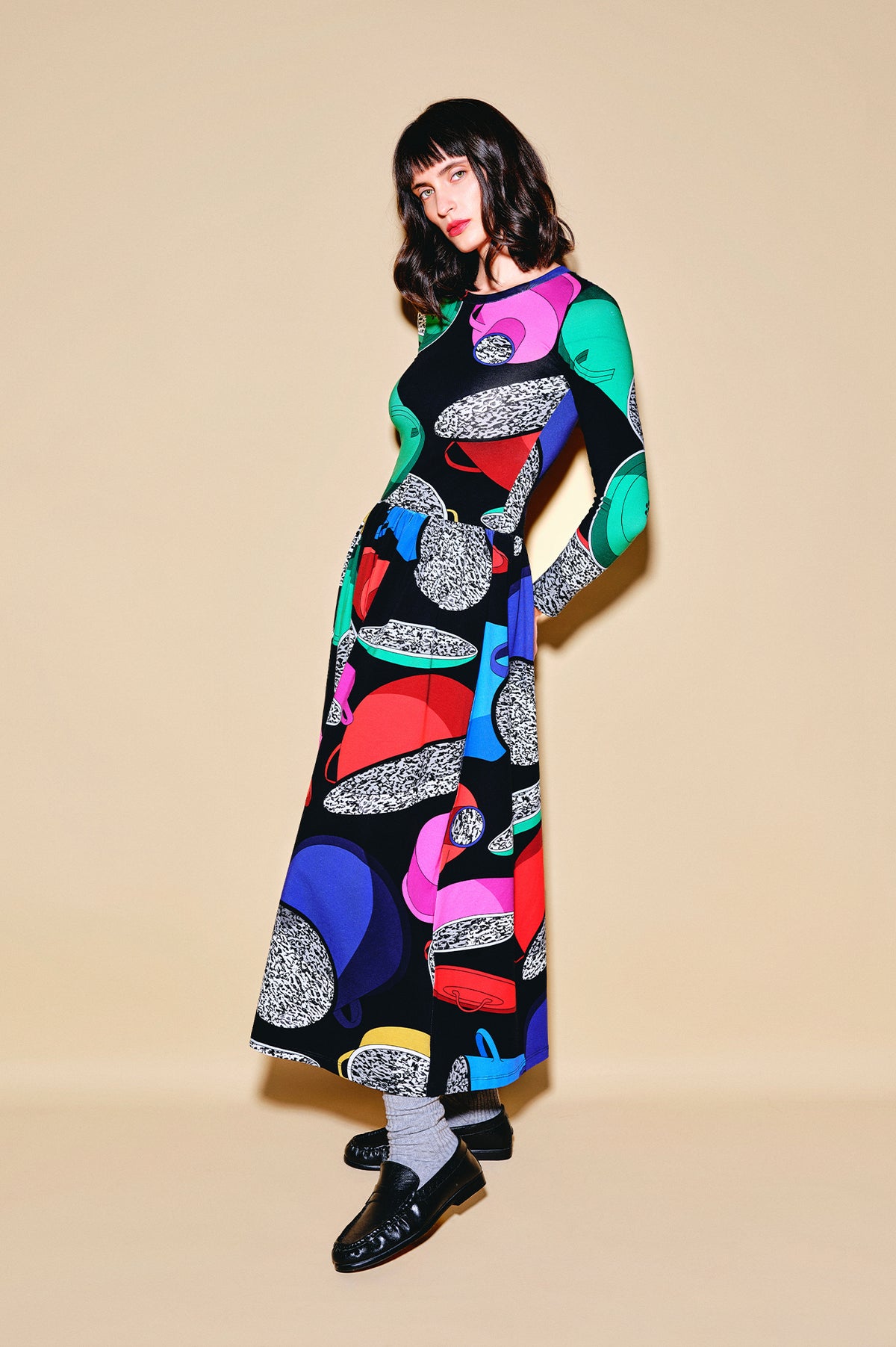TEPSI drop waist midi dress 'Paprika Pot'