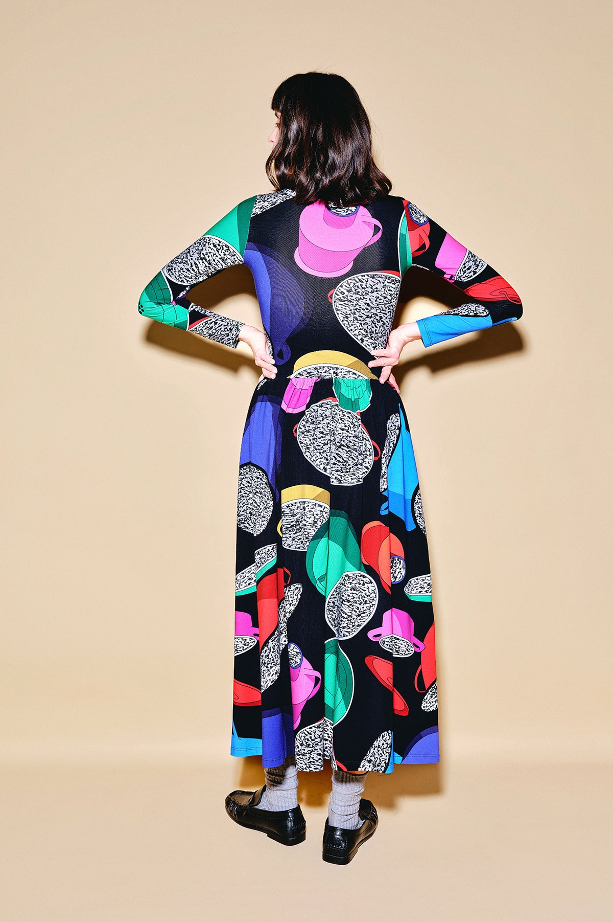 TEPSI drop waist midi dress 'Paprika Pot'