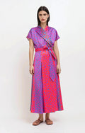 TOR multi pleats wrap dress ‘Blossom cheetah’
