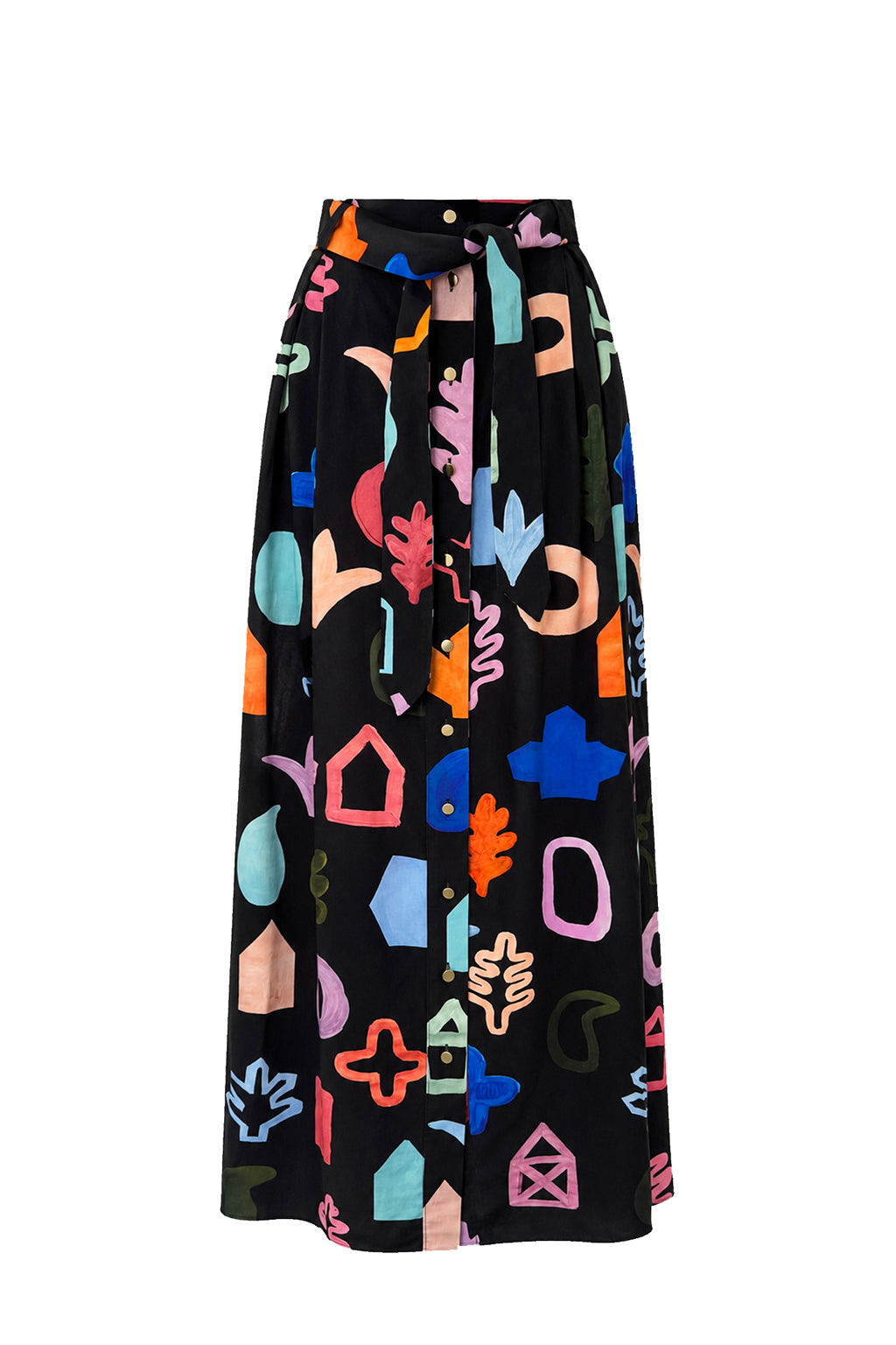 TURA button front skirt ‘Scout Black'