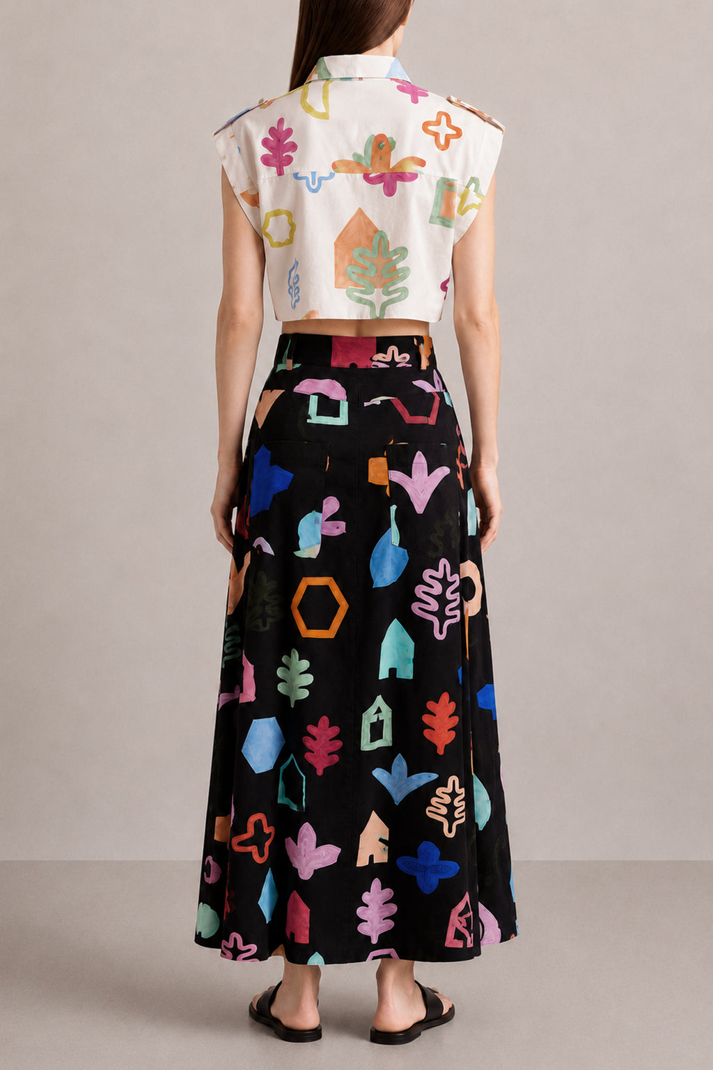 TURA button front skirt ‘Scout Black'
