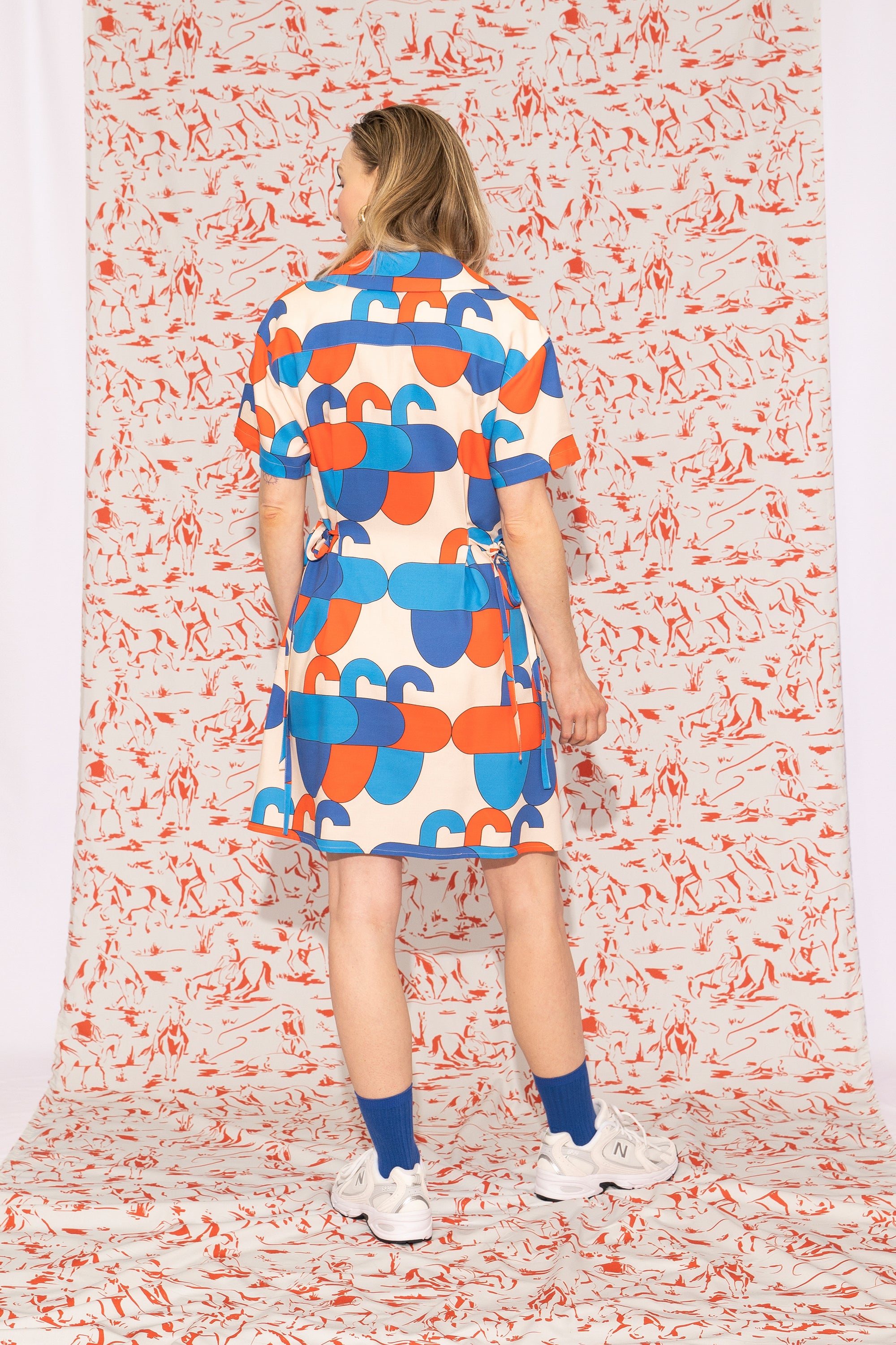 DAUS short sleeve wrap dress 'Acorn Blue'