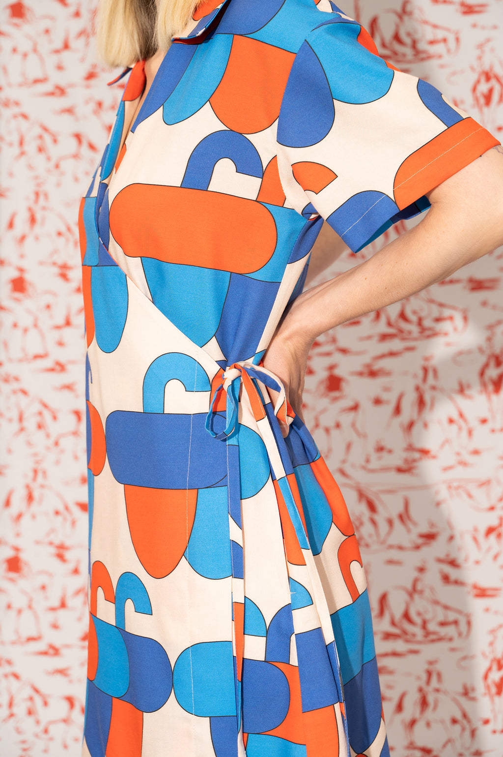 DAUS short sleeve wrap dress 'Acorn Blue'