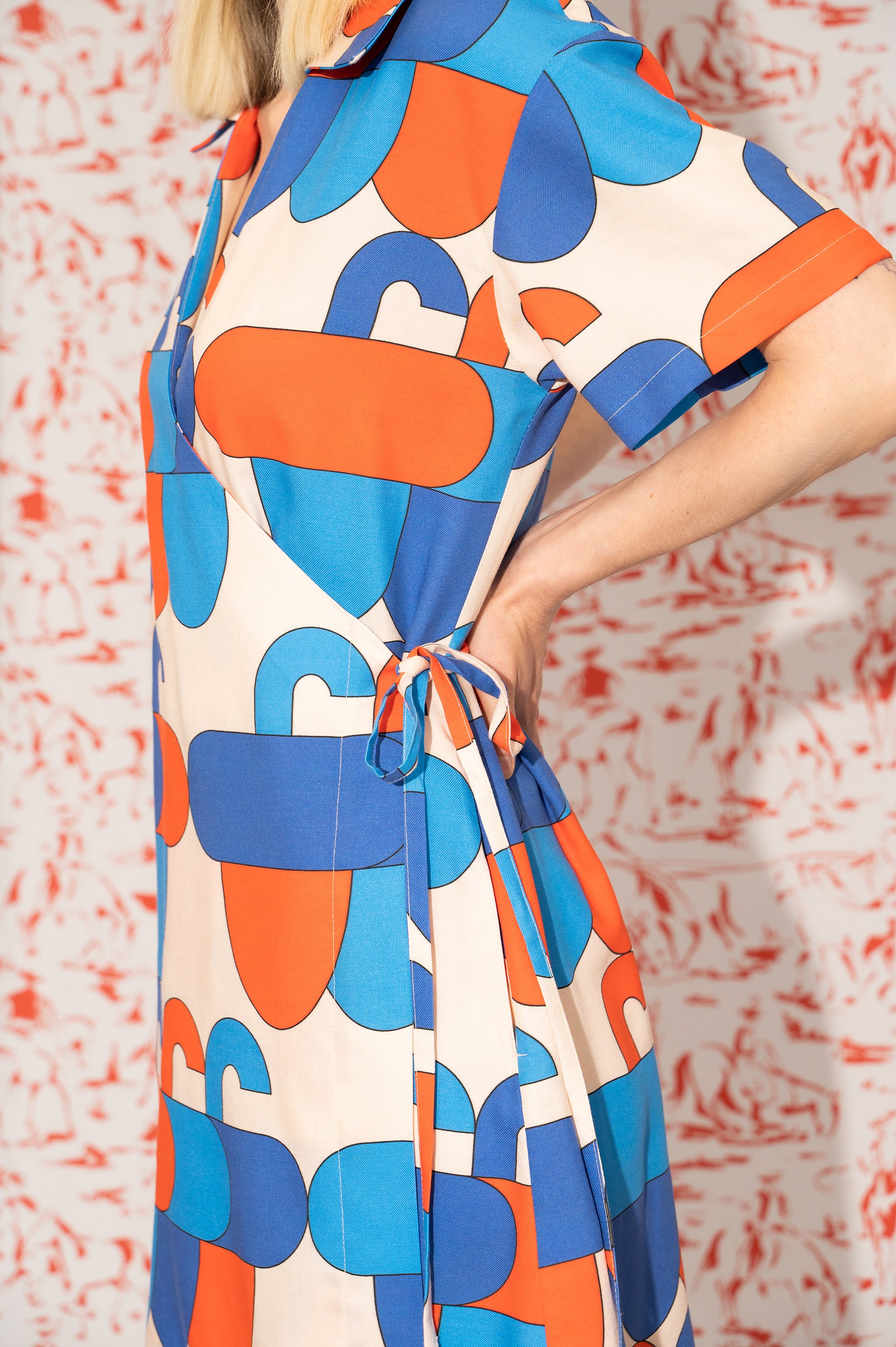 DAUS short sleeve wrap dress 'Acorn Blue'