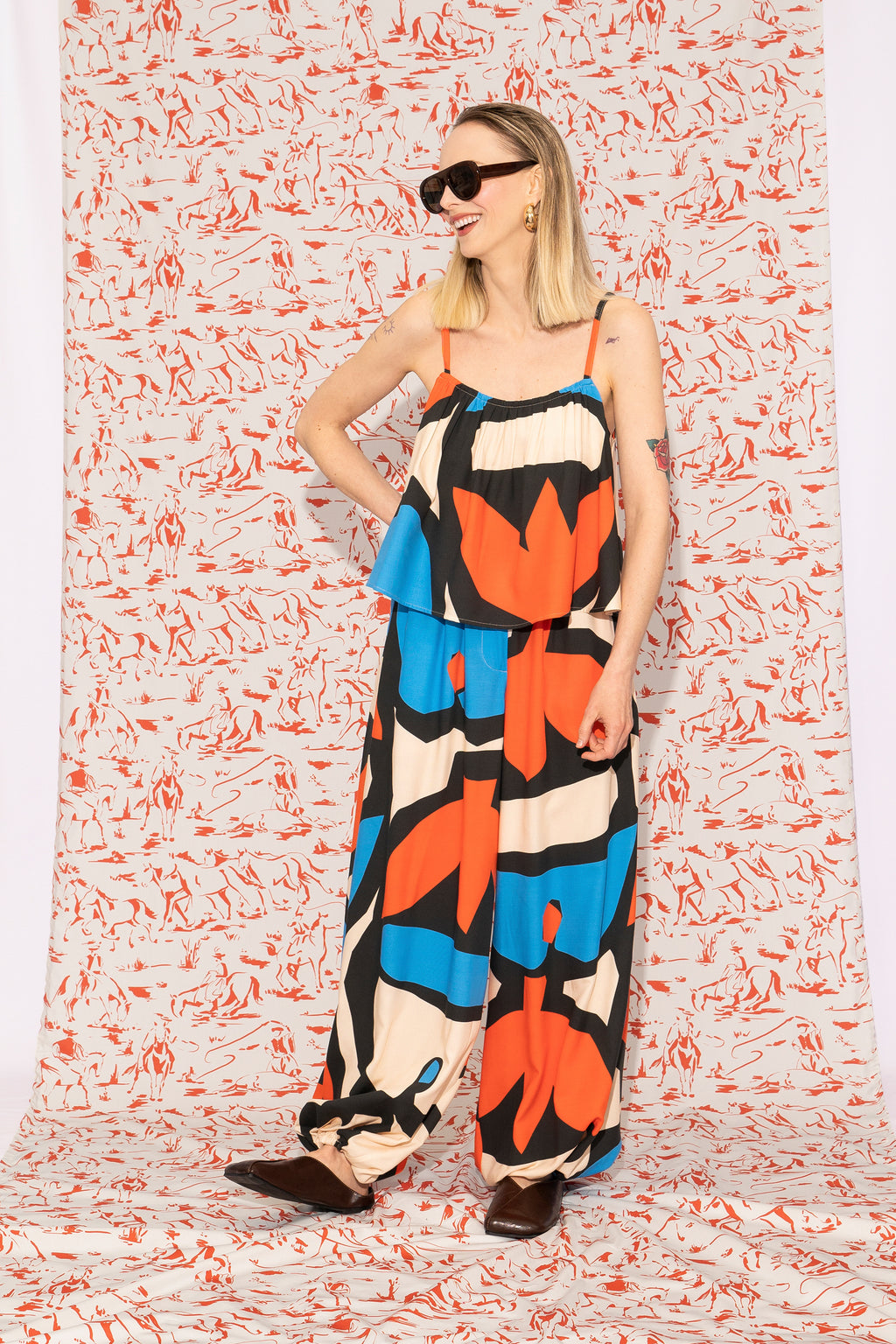 ZINA gathered top 'Pumpkin Blue'