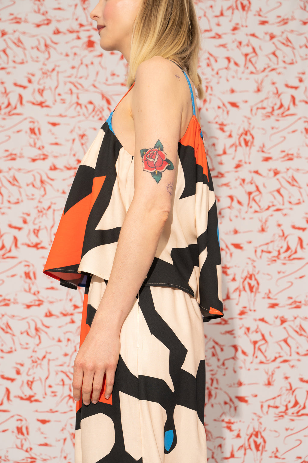 ZINA gathered top 'Pumpkin Blue'
