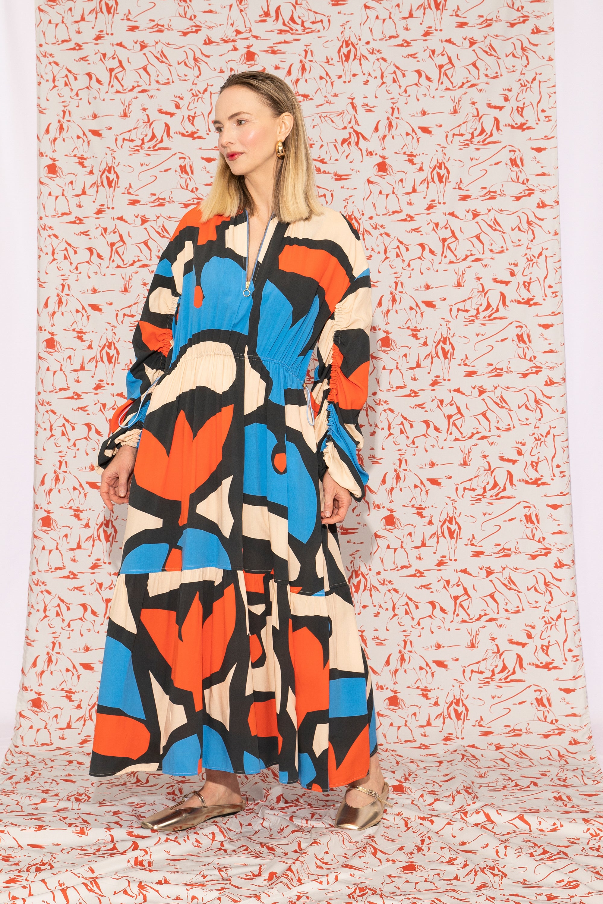 KONDER ruffled bomber dress 'Pumpkin Blue'