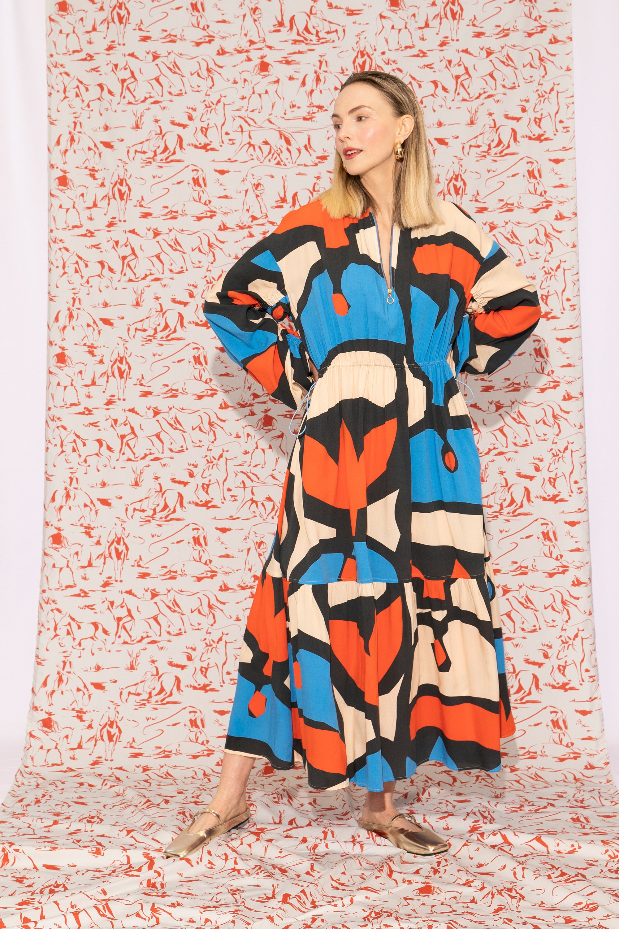 KONDER ruffled bomber dress 'Pumpkin Blue'