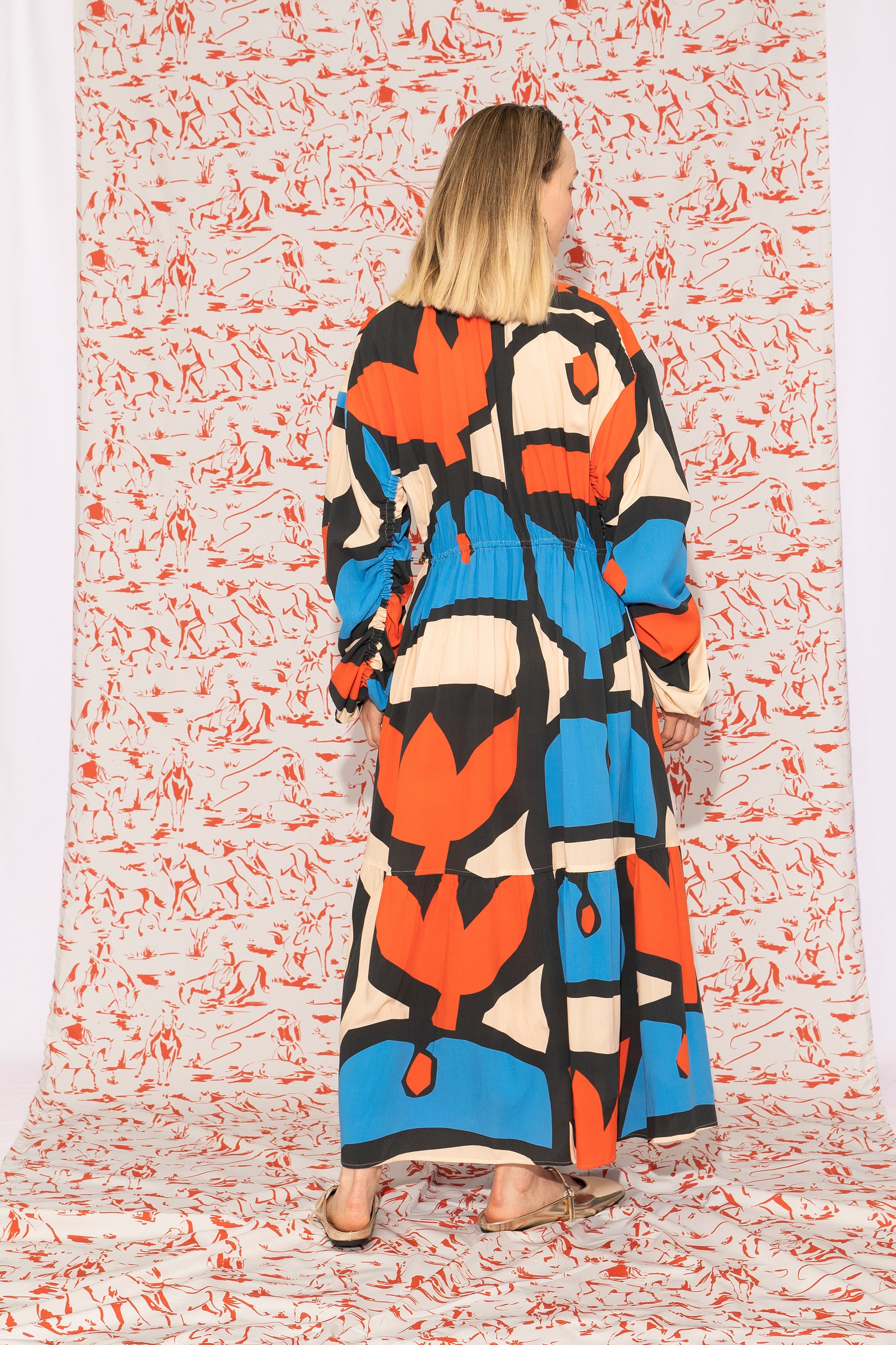 KONDER ruffled bomber dress 'Pumpkin Blue'