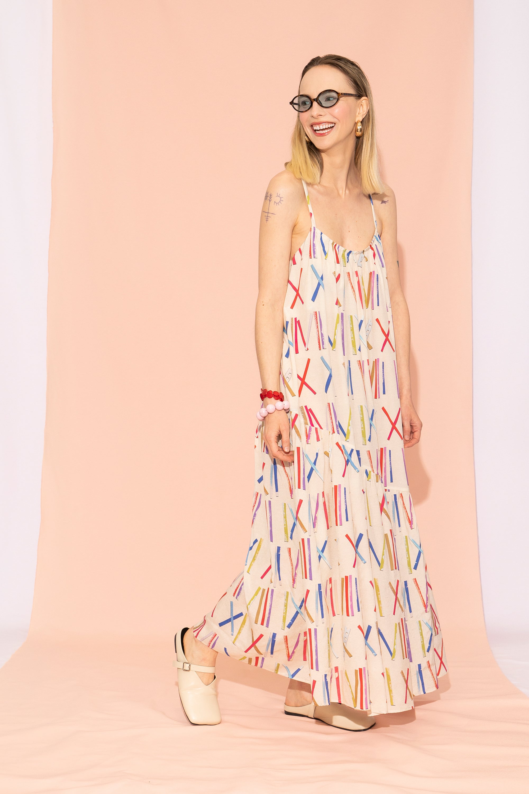 SVINDLI gathered long cami dress 'Numbers'