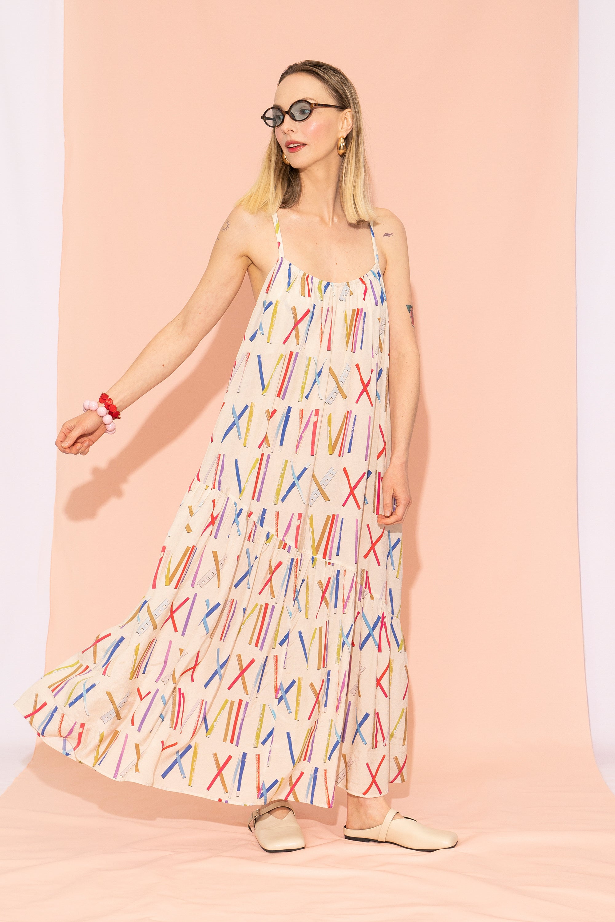 SVINDLI gathered long cami dress 'Numbers'