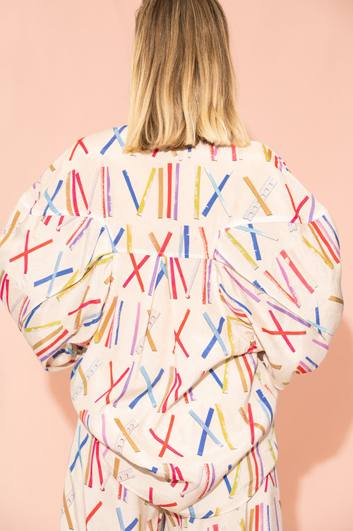 FAHEJ volume sleeve oversized shirt 'Numbers'