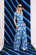 FERBLI jersey palazzo trousers ‘Seasons Blue'