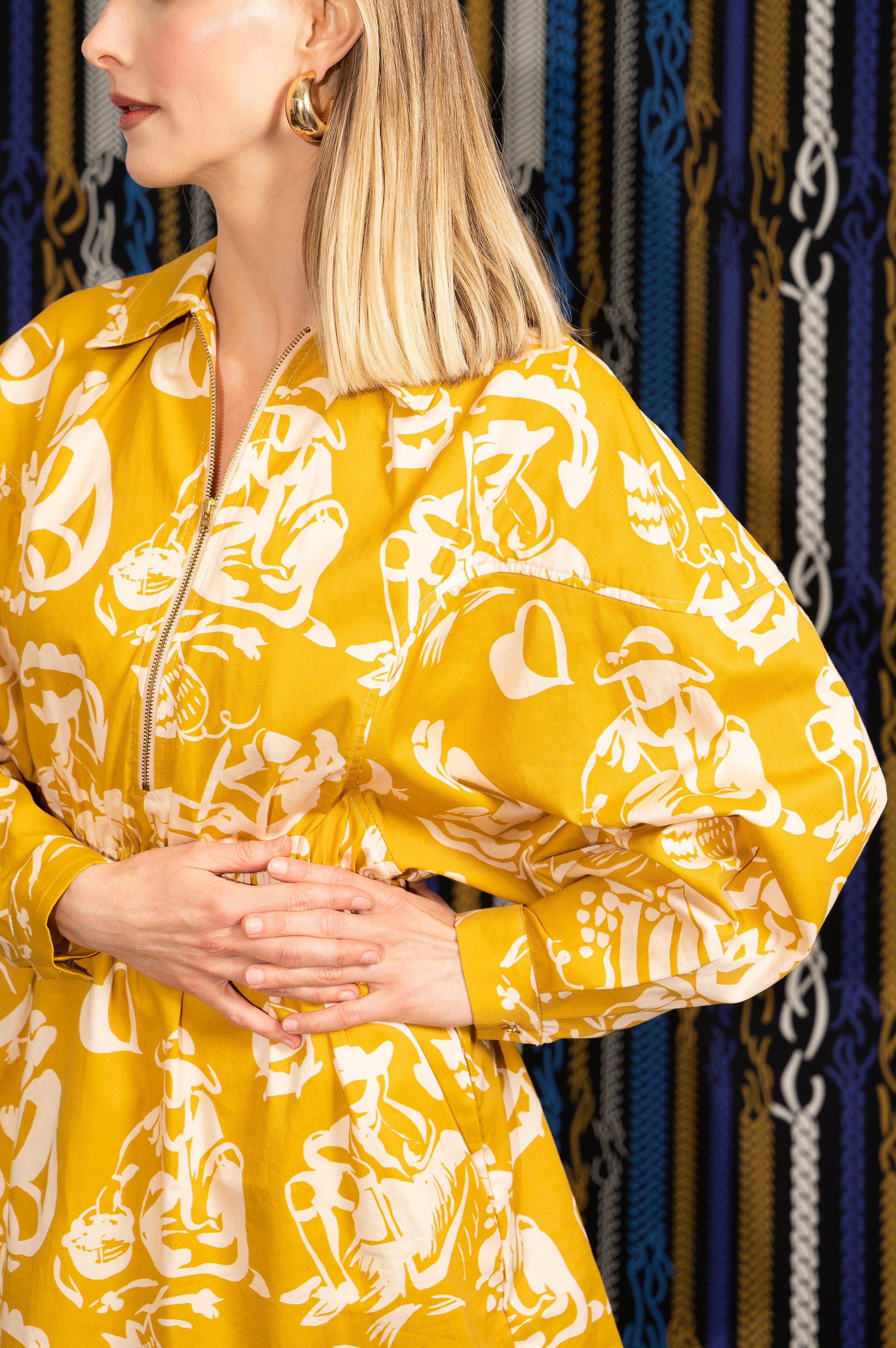 MENZA volume sleeve shirt dress 'Seasons Gold'