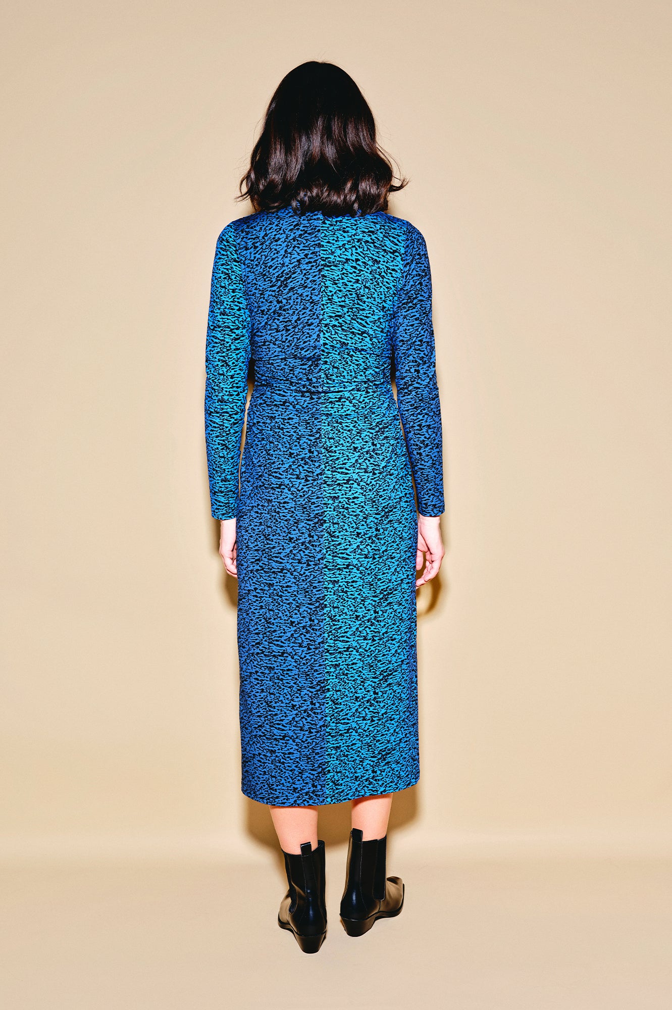 VILLA gathered jersey dress 'Enamel Blue'