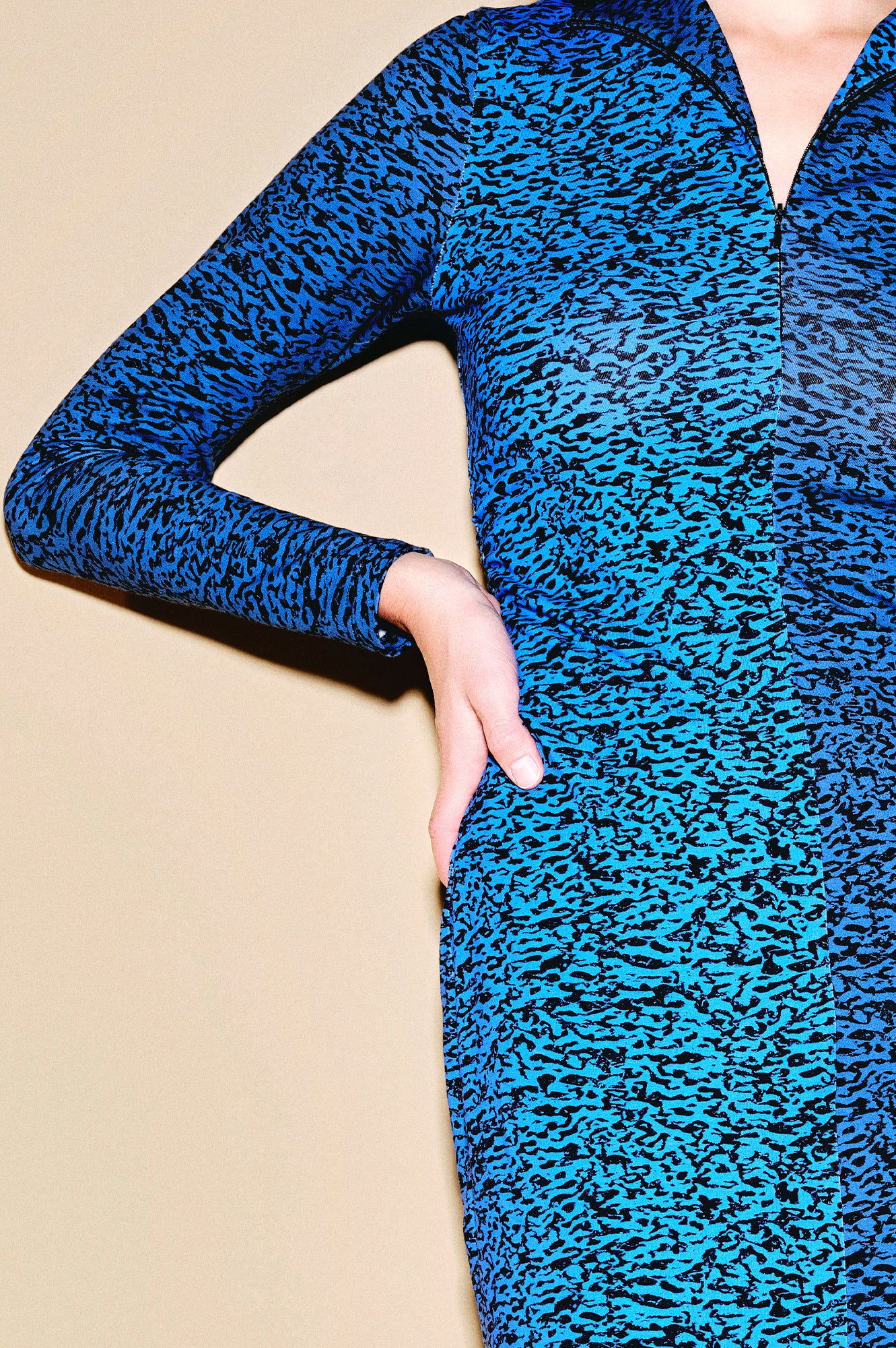 VILLA gathered jersey dress 'Enamel Blue'