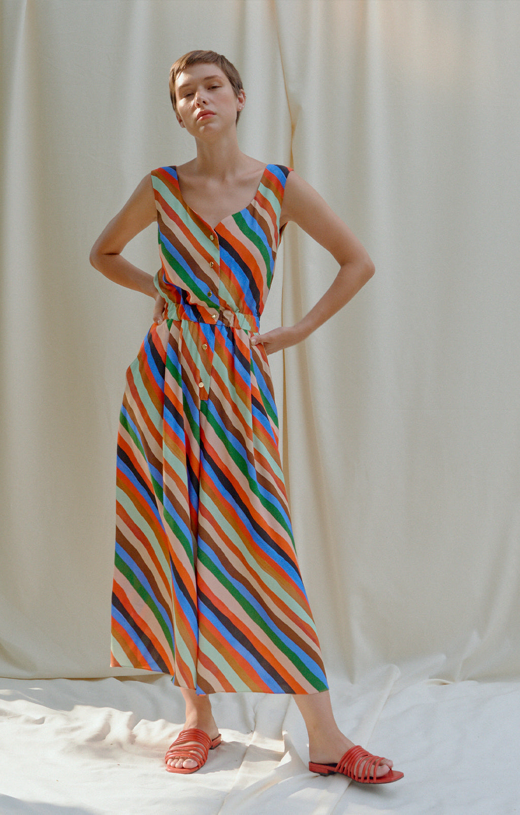 ZIRC sleeveless jumpsuit 'Stripes Print'