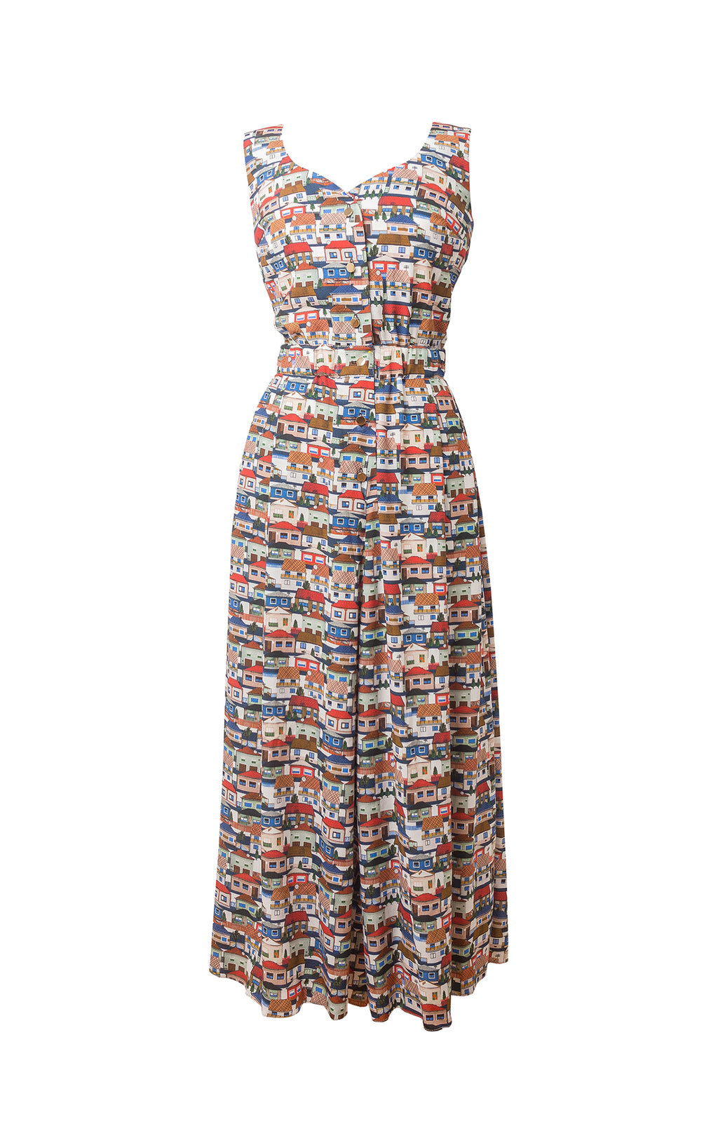 ZIRC sleeveless jumpsuit 'Small Houses'